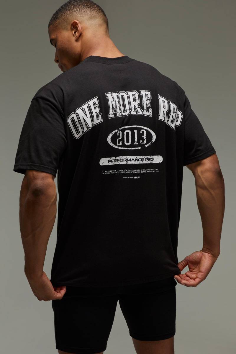 Man Active Oversized One More Rep T-Shirt & Short Set - Black - M, Black von boohoo