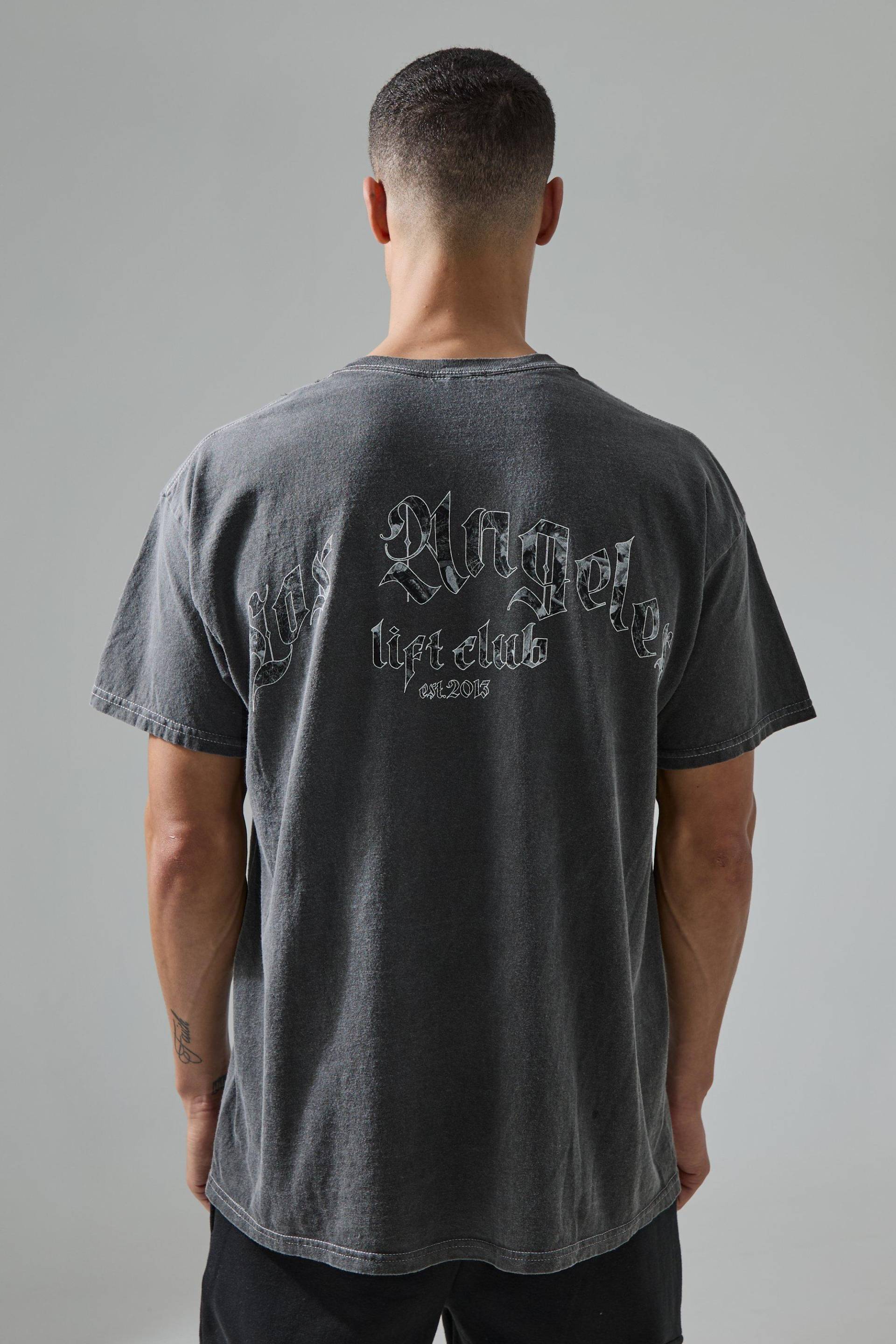 Man Active Oversize T-Shirt Mit La Lift Club Print - Black - Xs, Black von boohoo