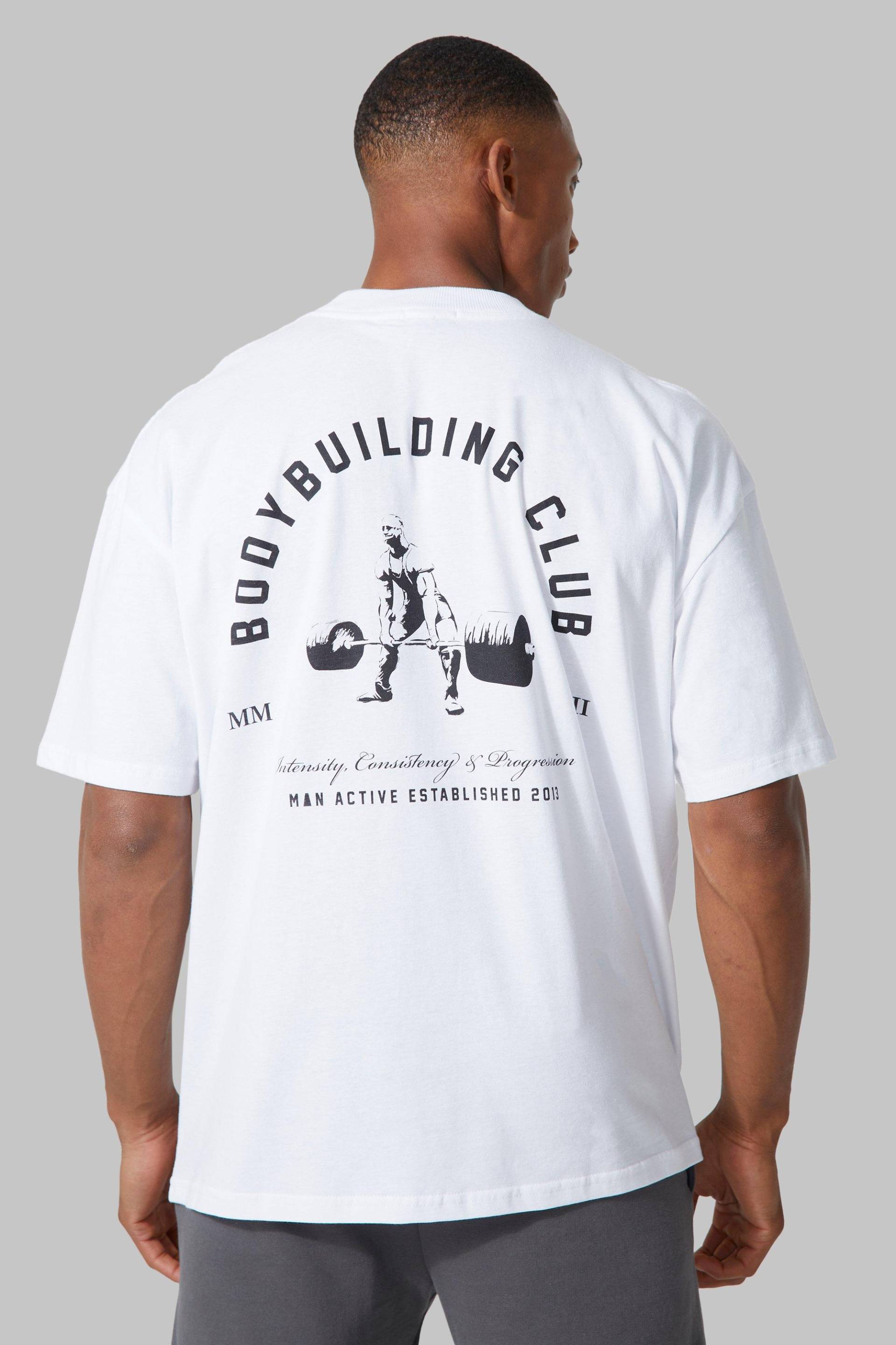 Man Active Oversize Body Building T-Shirt - White - Xxl, White von boohoo