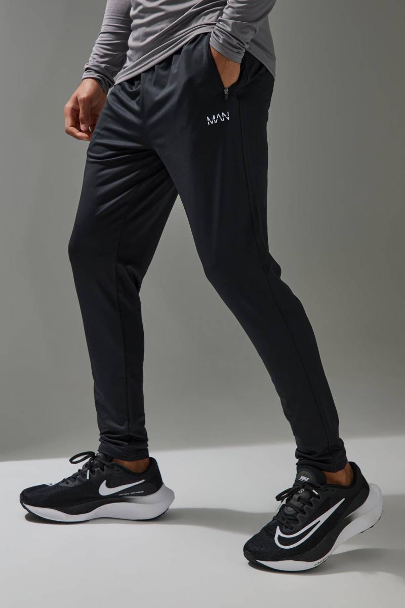 Man Active Performance Skinny Stretch Jogginghose - Black - L, Black von boohoo