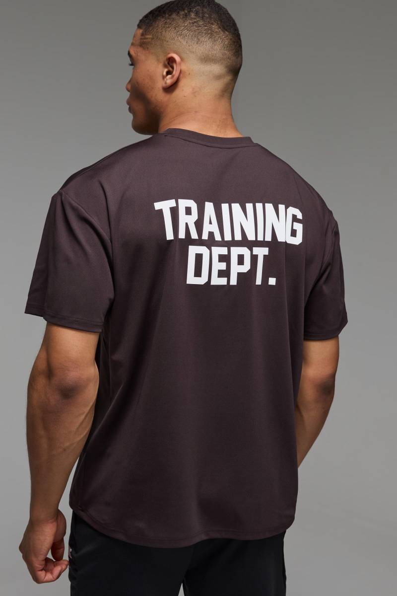Man Active Performance Trainings Dept. Oversize T-Shirt - Dark Brown - M, Dark Brown von boohoo