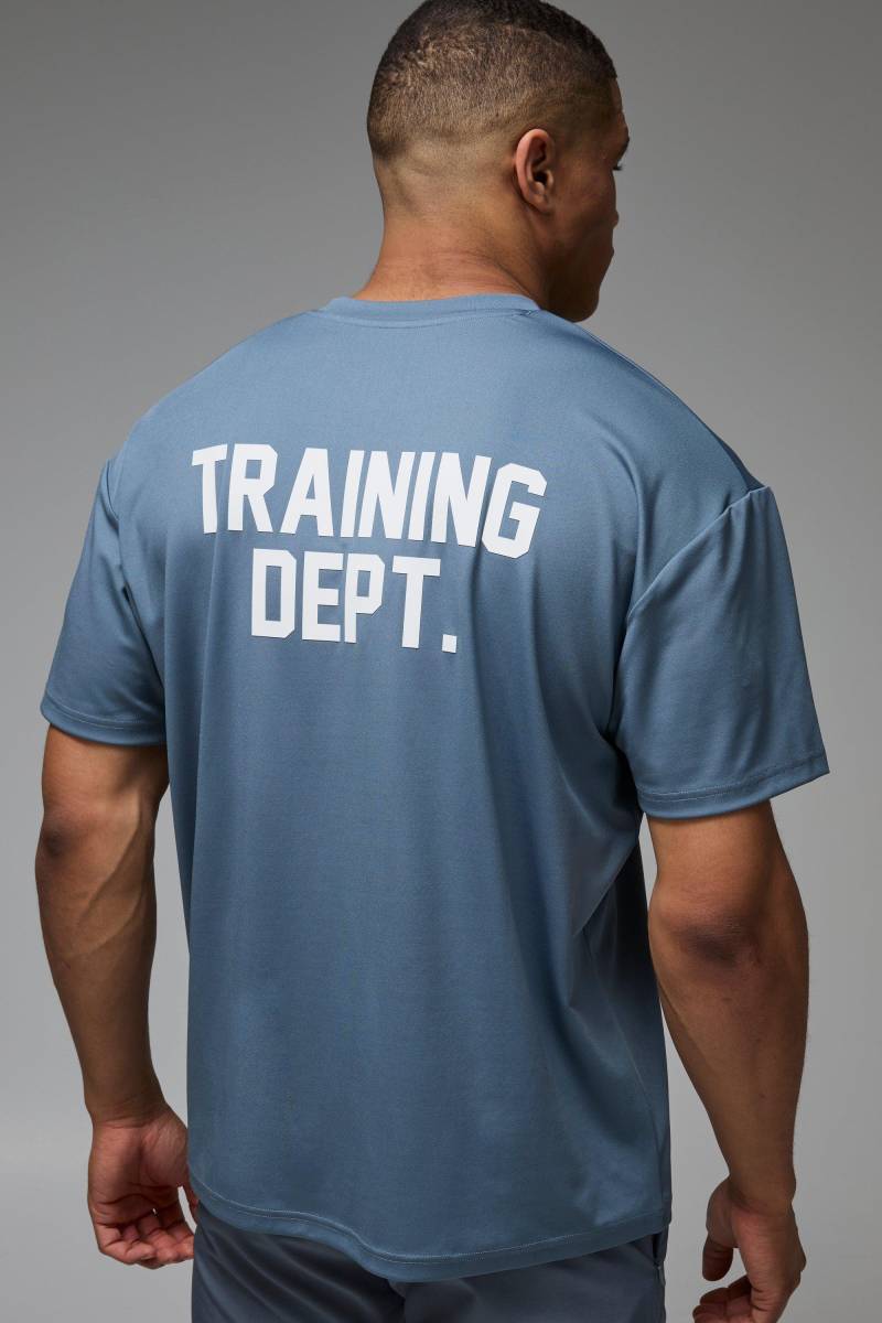 Man Active Performance Trainings Dept. Oversize T-Shirt - Steel - M, Steel von boohoo