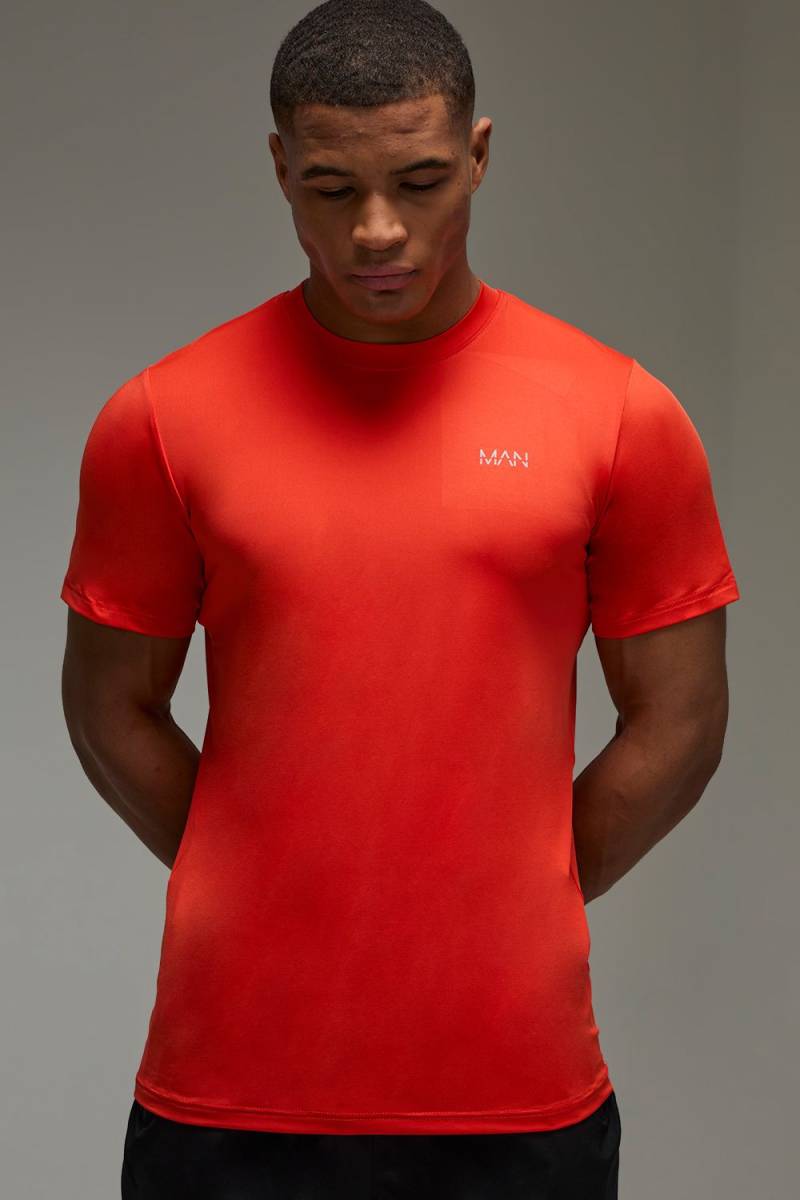 Man Active Regular Fit T-Shirt - Orange - M, Orange von boohoo