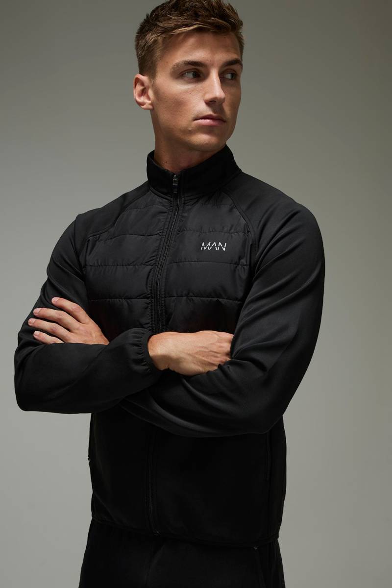Man Active Slim Fit Lightweight Quilted Zip Through - Black - Xl, Black von boohoo