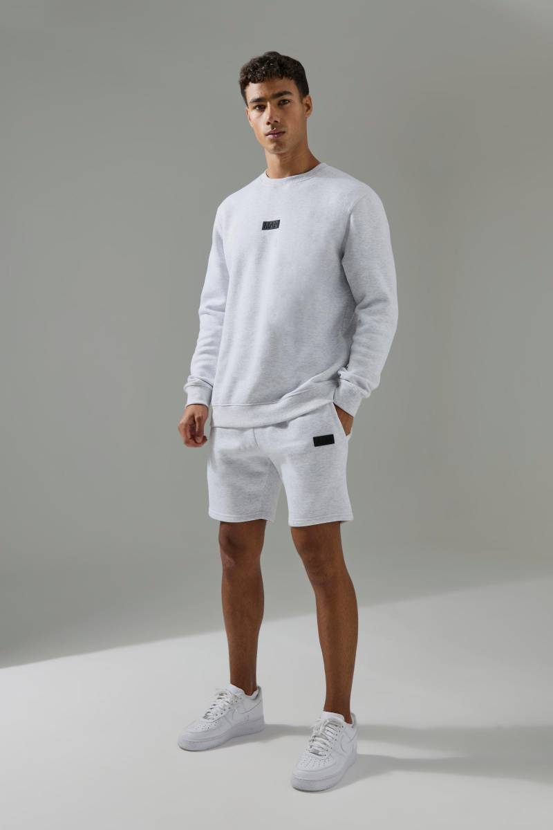 Man Active Sweatshirt & Shorts Trainingsanzug - Light Grey - M, Light Grey von boohoo