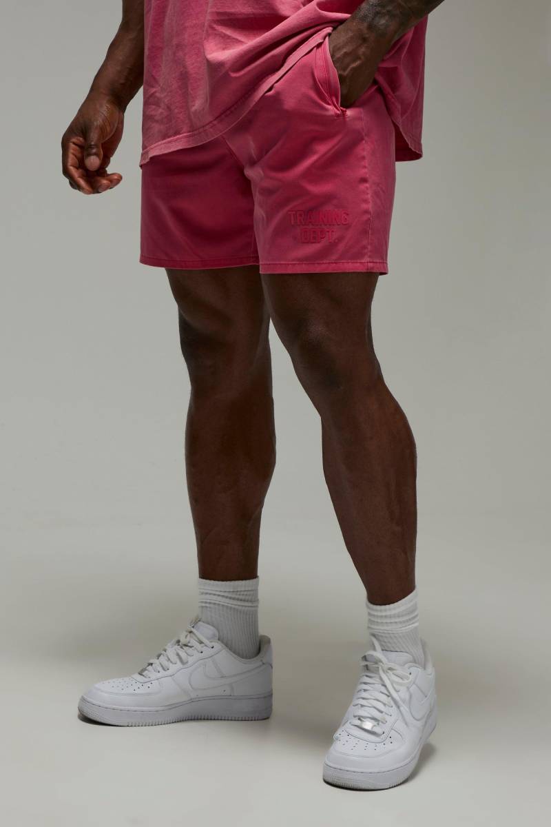 Man Active Training Dept 5Inch Washed Performance Short - Pink - M, Pink von boohoo