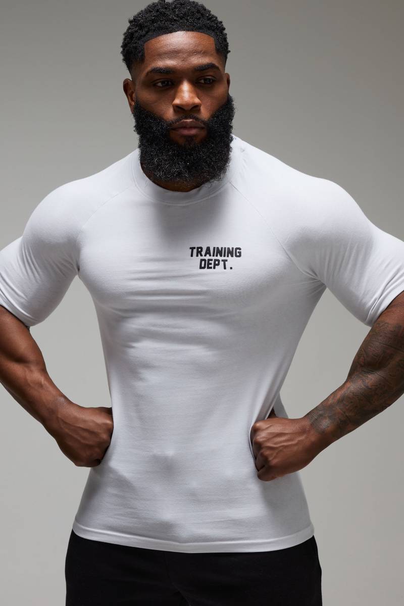 Man Active Training Dept Muscle-Fit T-Shirt - White - M, White von boohoo