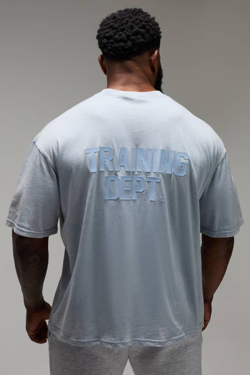 Man Active Training Dept Oversize T-Shirt - Light Blue - M, Light Blue von boohoo