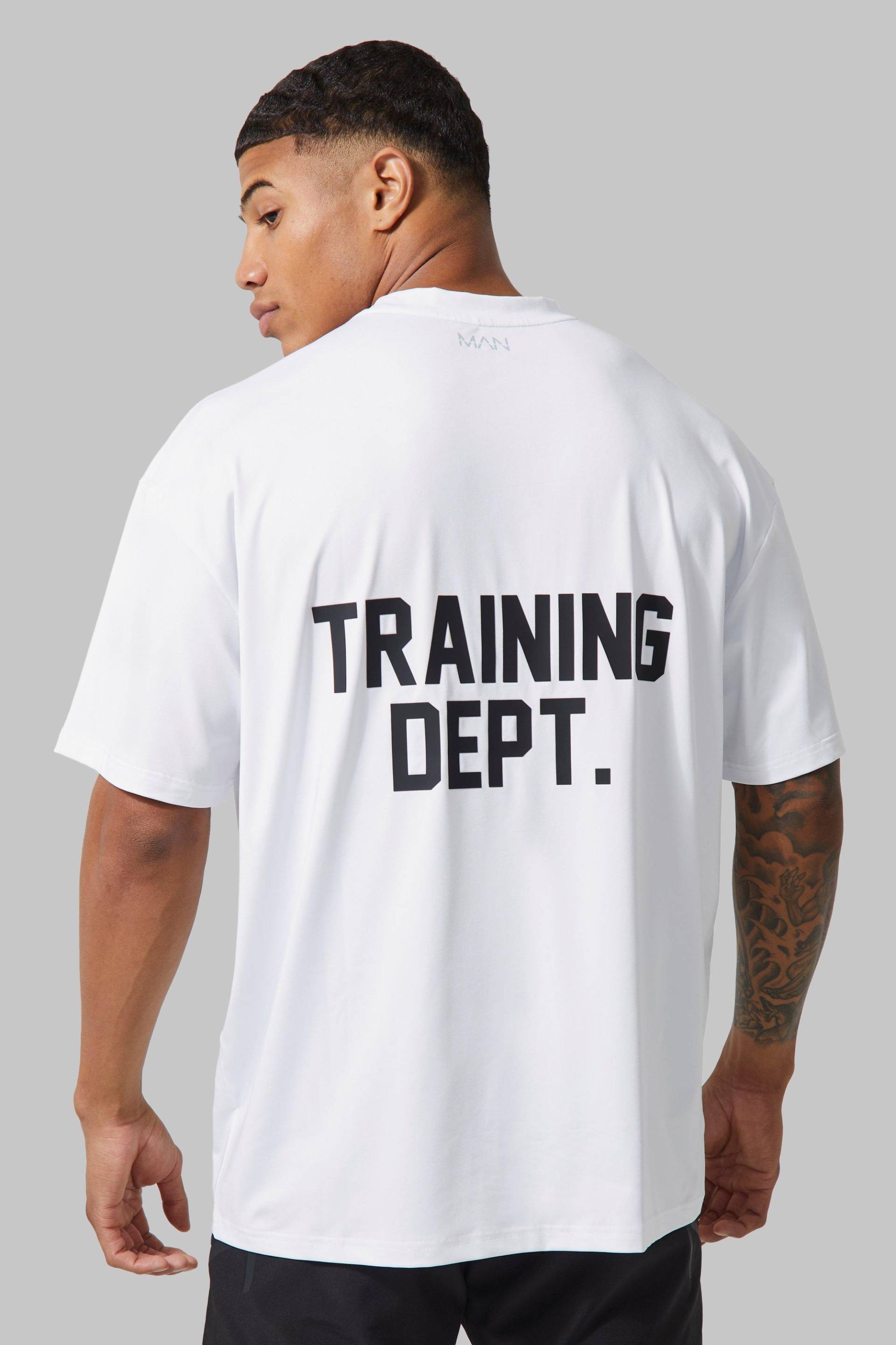 Man Active Training Dept Performance Oversize T-Shirt - White - Xl, White von boohoo