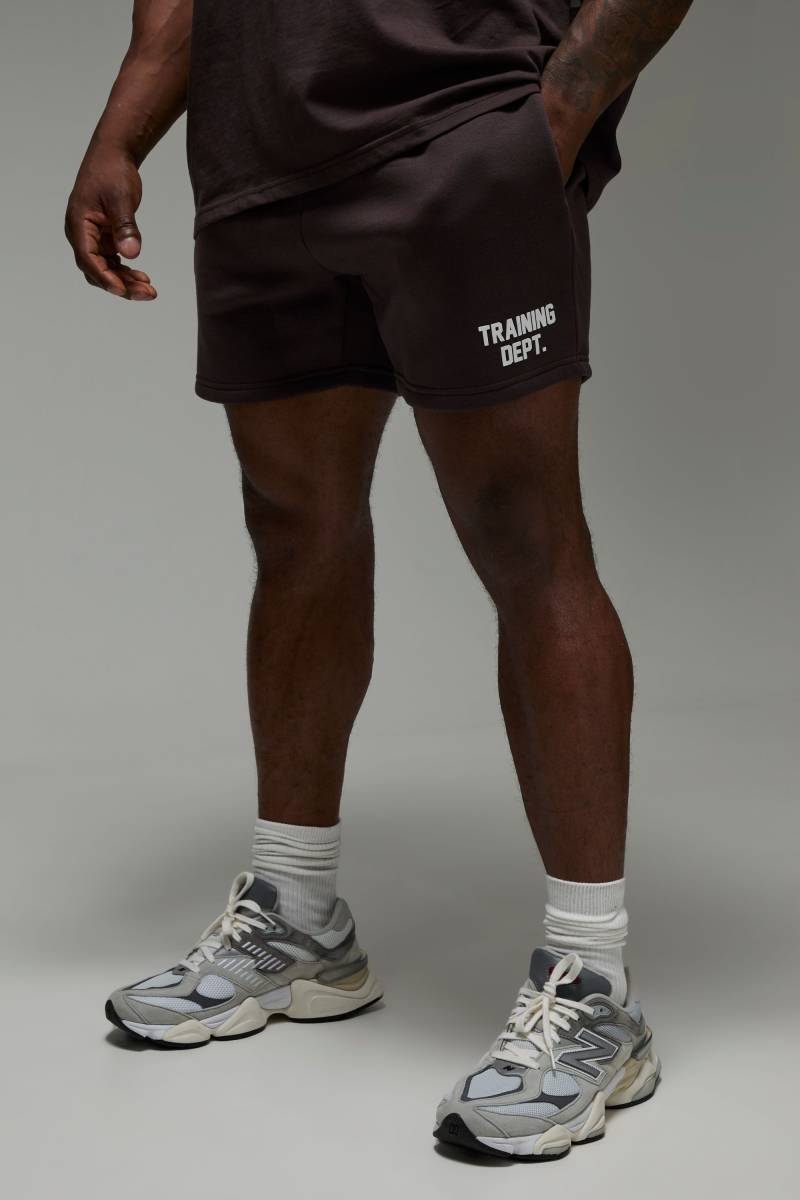Man Active Training Dept. Oversize 5Inch Jersey-Shorts - Dark Brown - M, Dark Brown von boohoo