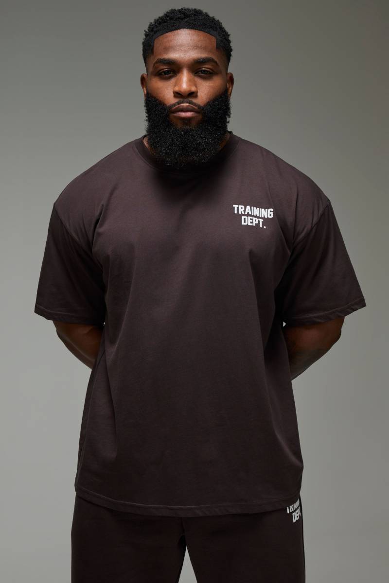 Man Active Training Dept. Oversize T-Shirt - Dark Brown - M, Dark Brown von boohoo