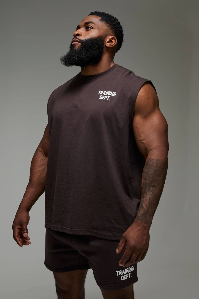 Man Active Training Dept. Oversize Vesttop - Dark Brown - M, Dark Brown von boohoo