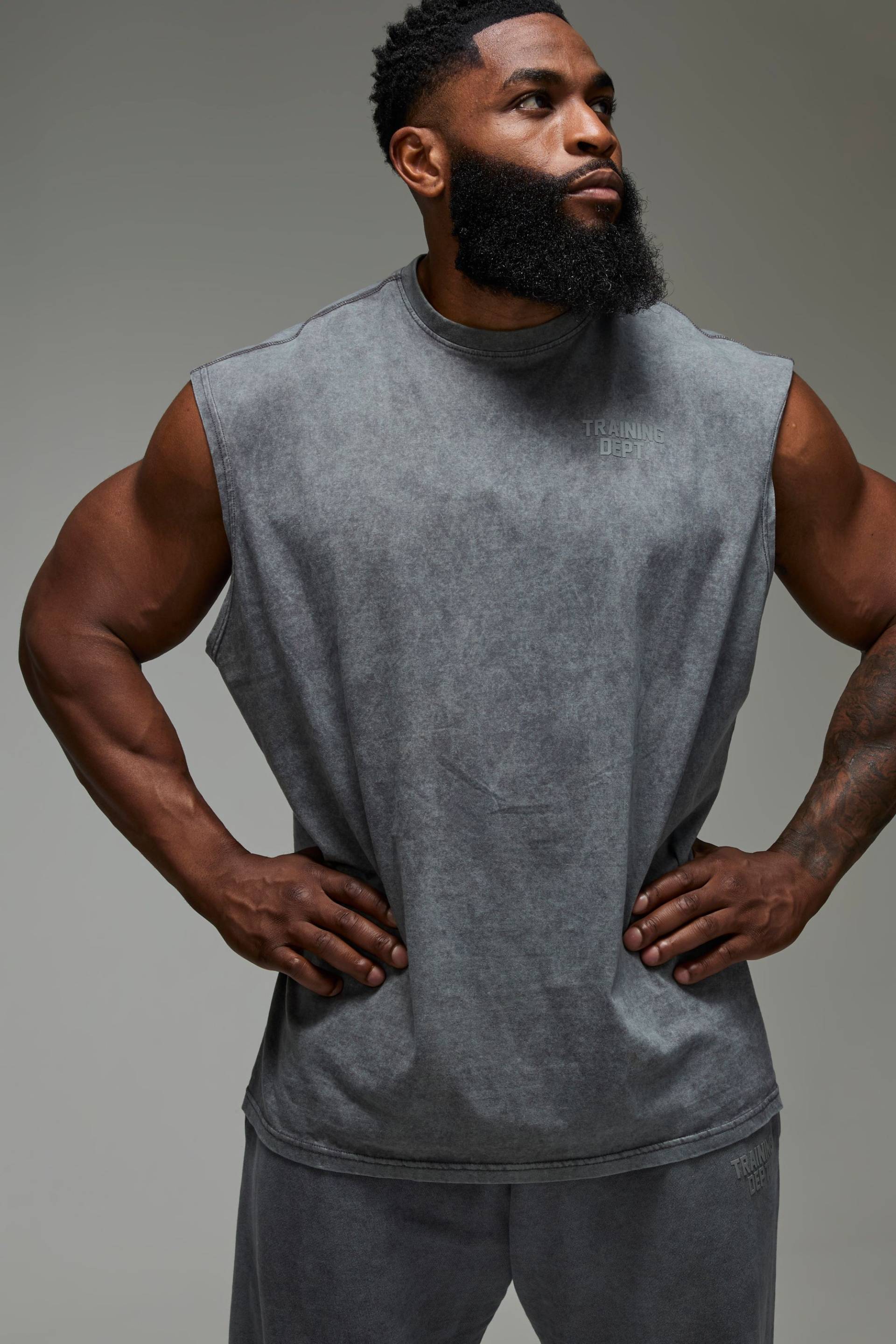 Man Active Training Dept. Oversize Vesttop - Grey - M, Grey Man Active Training Dept. Oversize Vesttop - Grey - M, Grey von boohoo