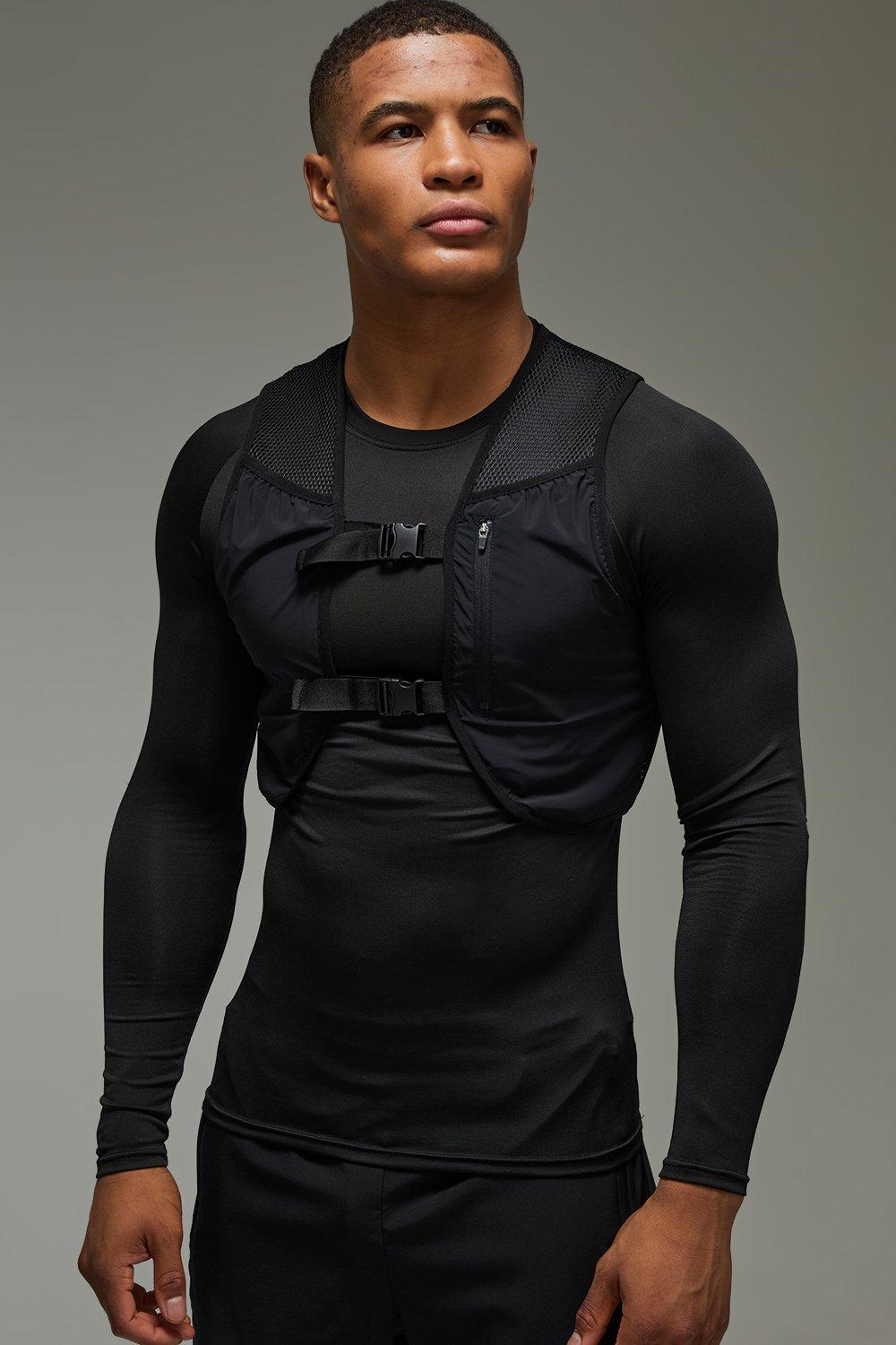 Man Active Vesttop - Black - M, Black von boohoo