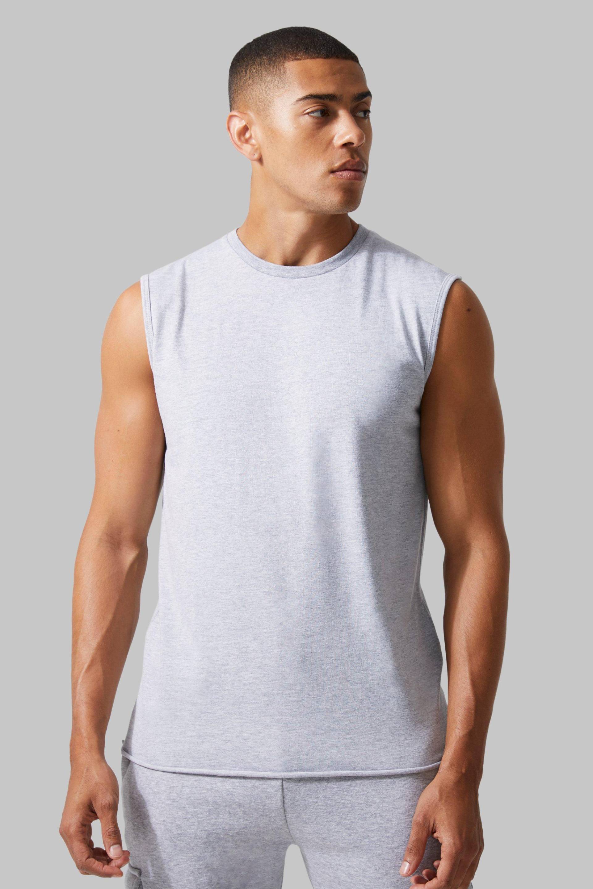 Man Active Vesttop - Grey Marl - L, Grey Marl von boohoo