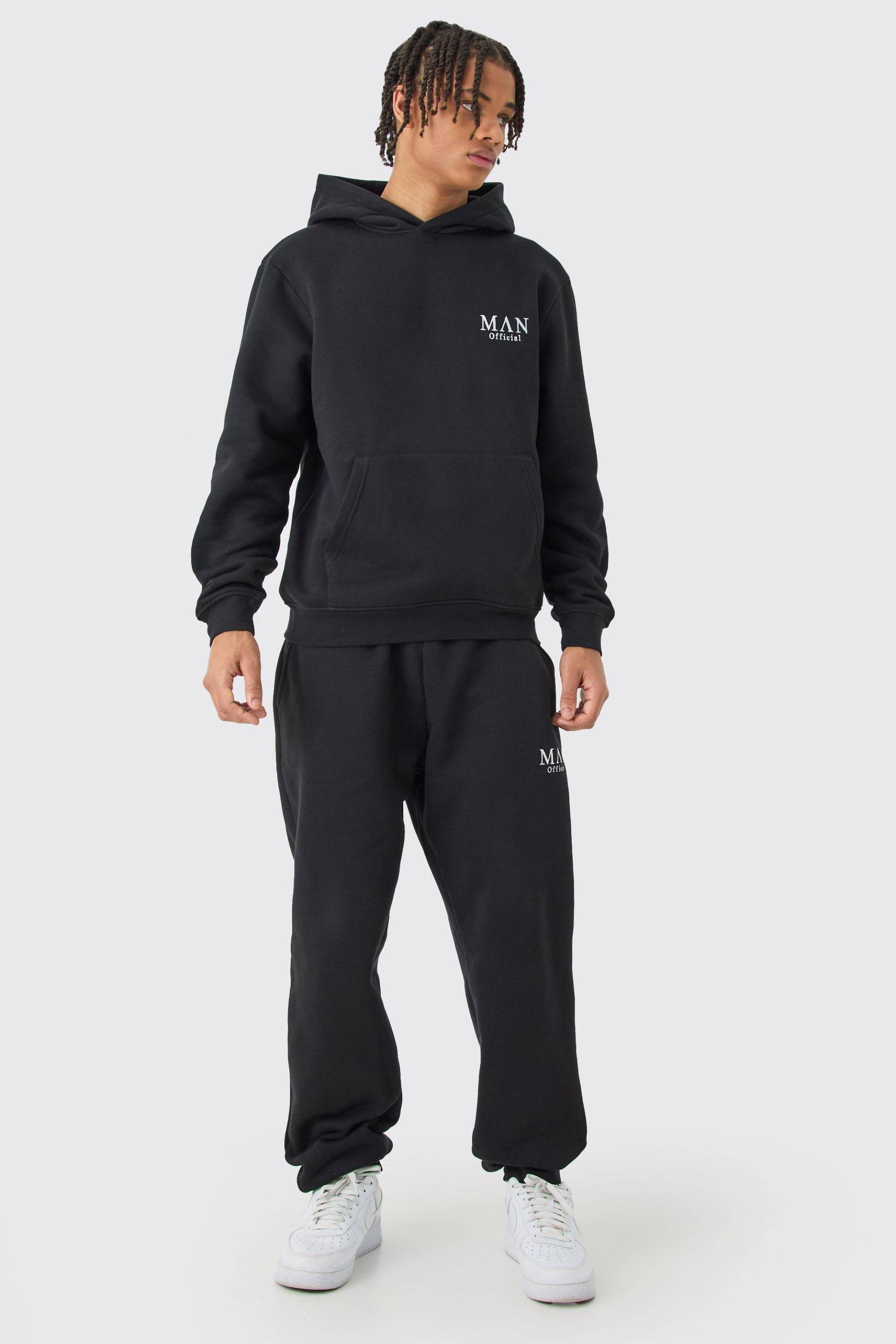 Man Basic Hooded Tracksuit - Black - L, Black von boohoo