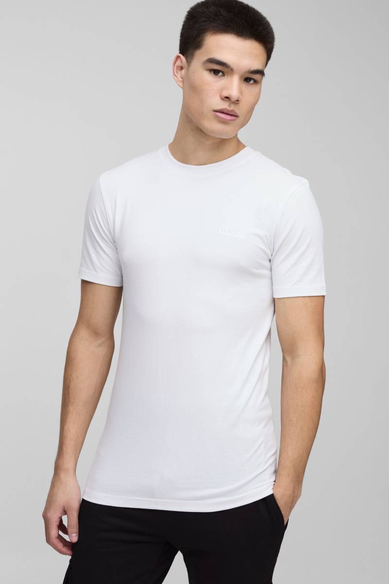 Man Basic Muscle-Fit Rundhals T-Shirt - White - M, White von boohoo
