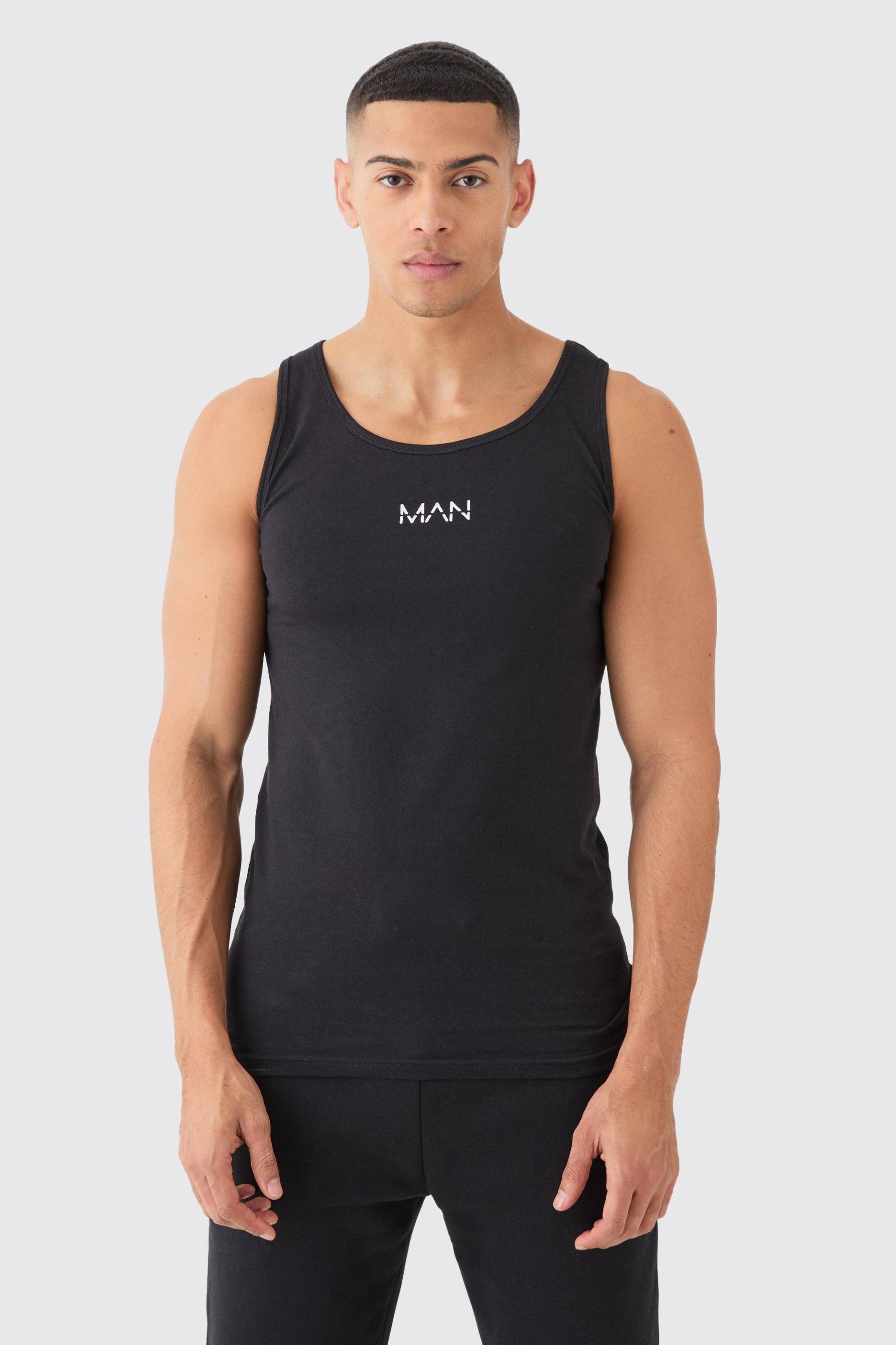 Man-Dash Muscle-Fit Vesttop - Black - S, Black von boohoo