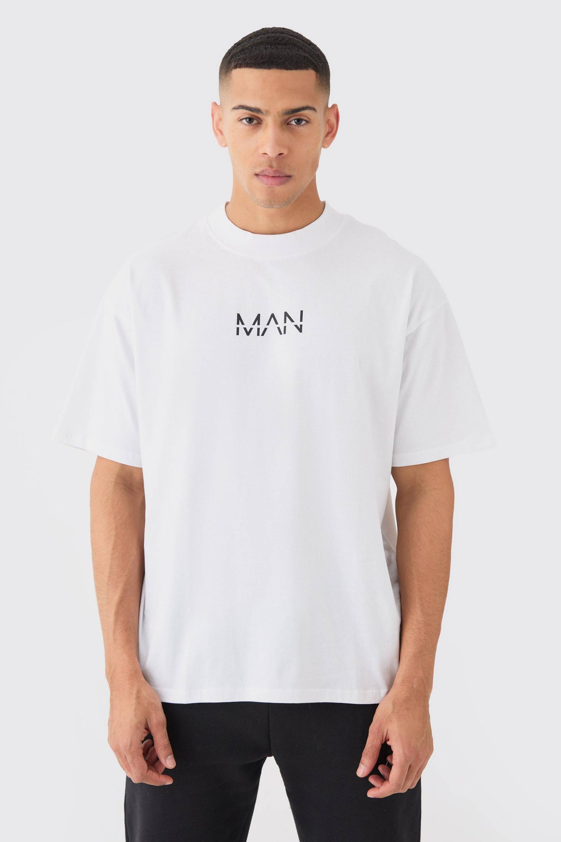 Man Dash Oversized Basic Extended Neck T-Shirt - White - M, White von boohoo