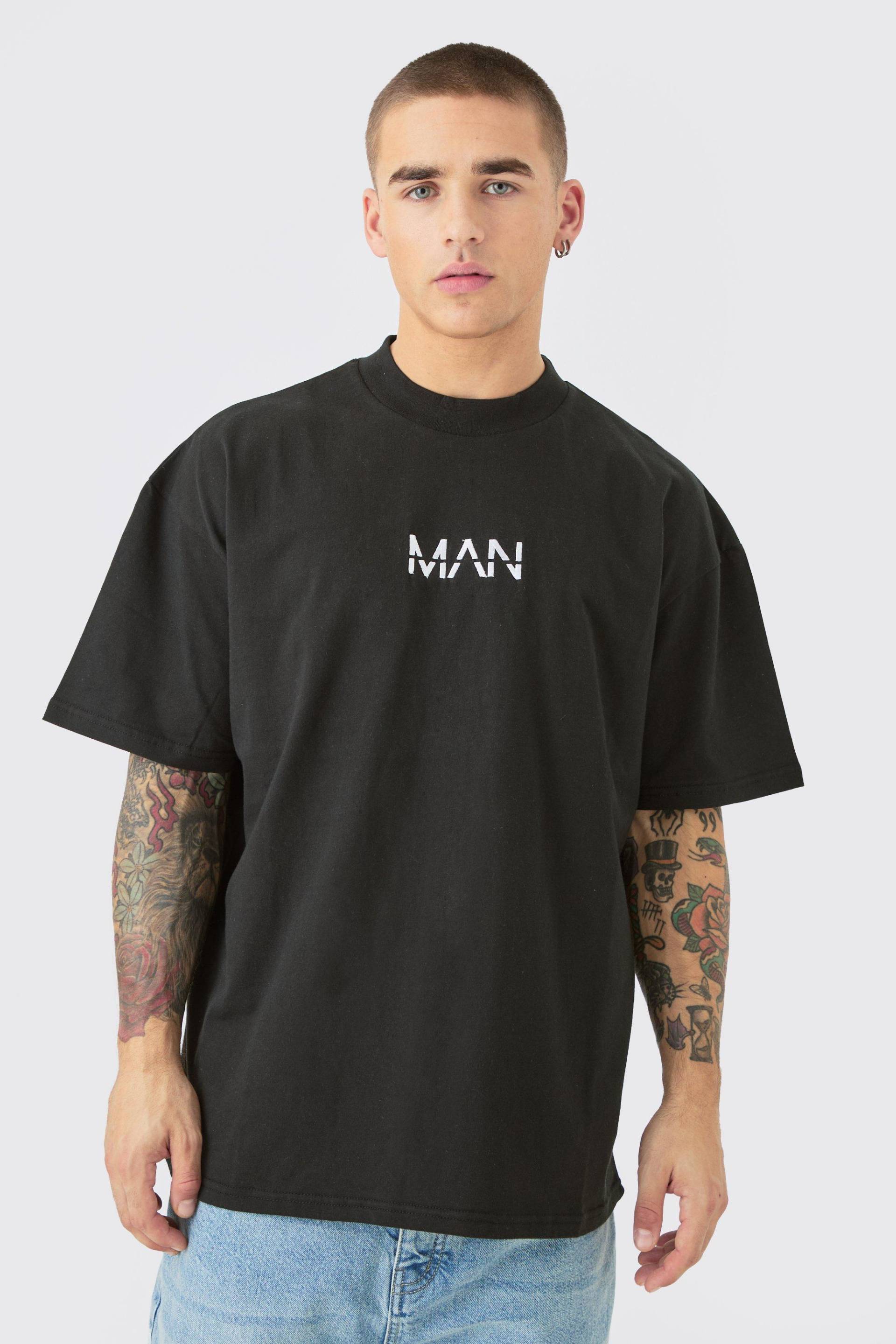 Man Dash Oversized Heavy T-Shirt - Black - L, Black von boohoo