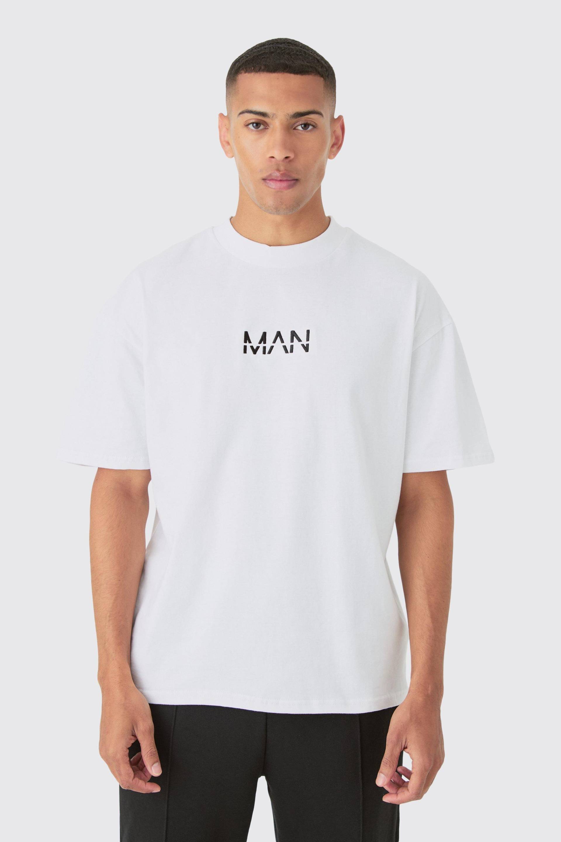 Man Dash Oversized Heavy T-Shirt - White - M, White von boohoo