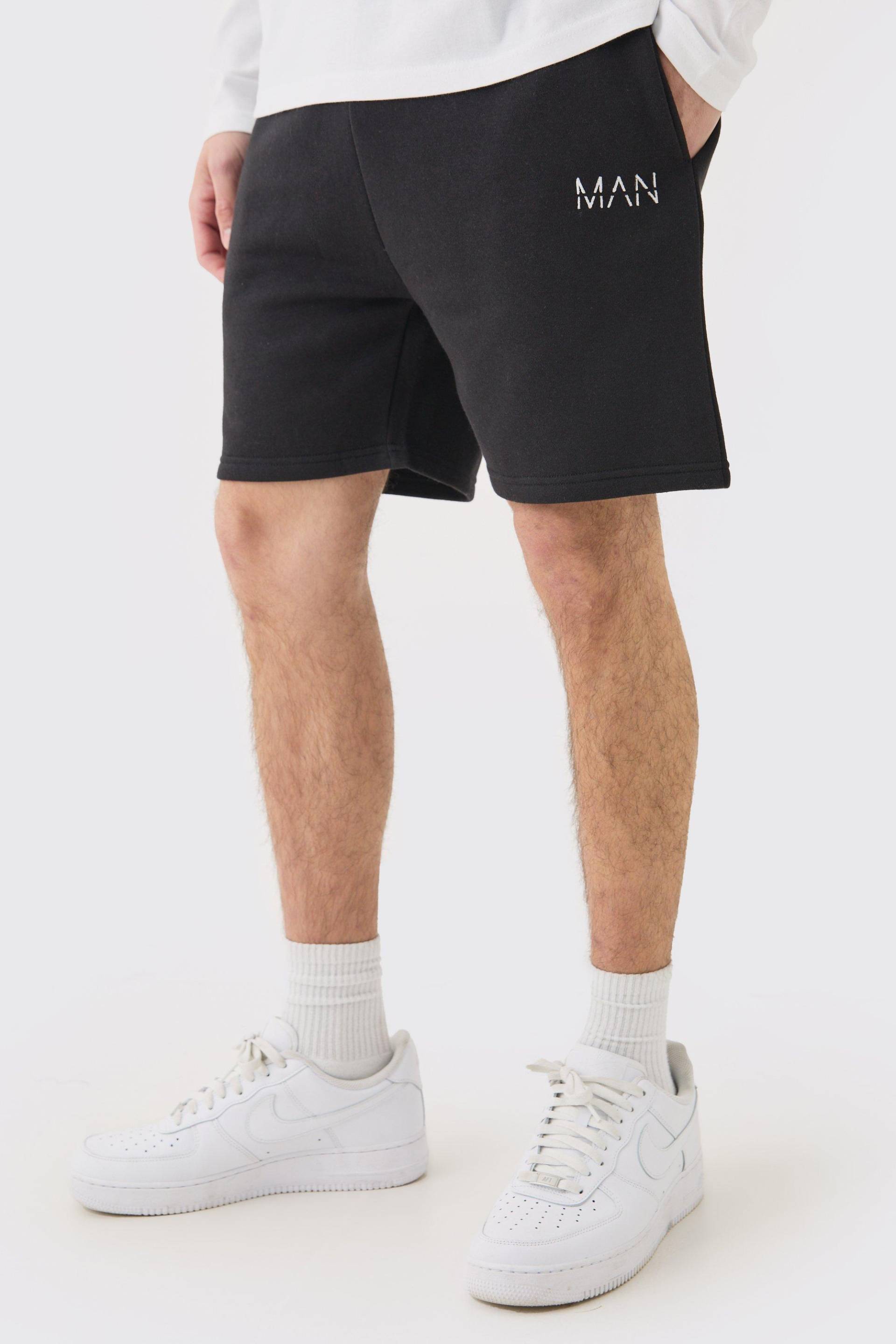 Man Dash Slim Fit, Short Length Short - Black - L, Black von boohoo