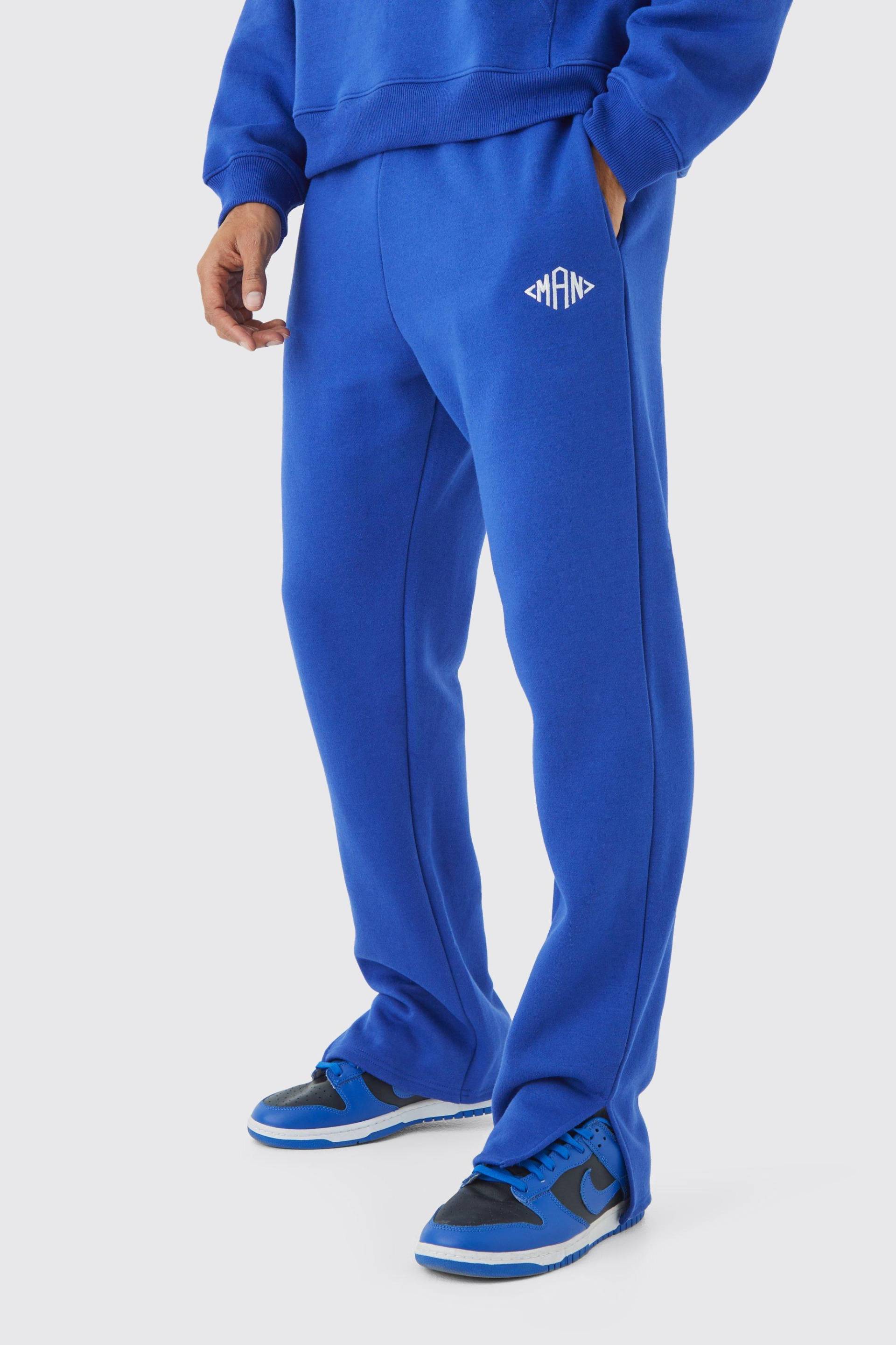 Man Jogginghose Mit Geteiltem Saum - Cobalt - S, Cobalt von boohoo