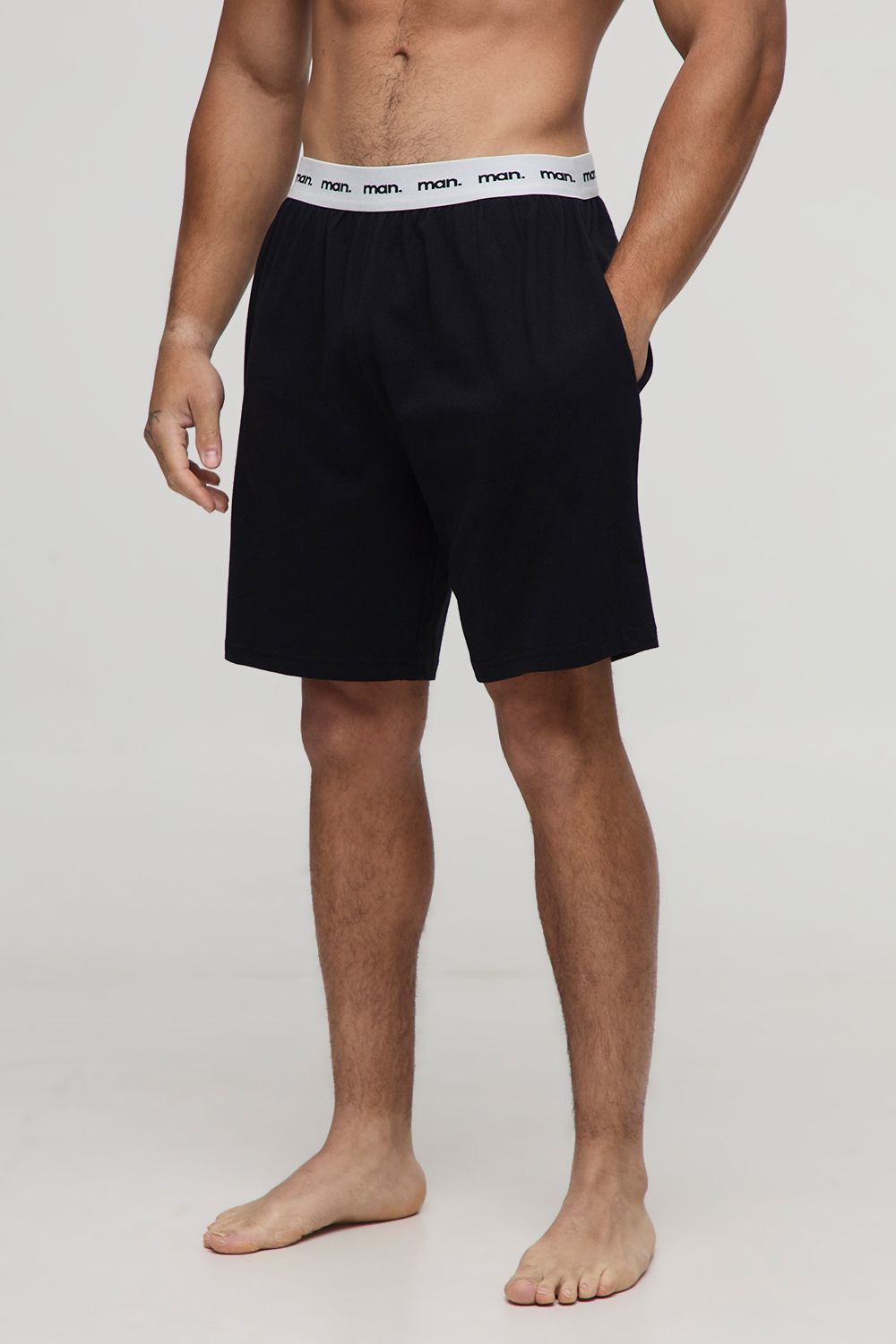 Man Loungewear Relaxed Fit Short - Black - L, Black von boohoo