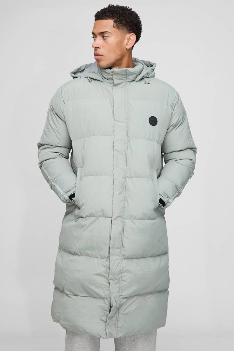 Man Regular Fit Panelled Longline Puffer Jacket - Slate Blue - M, Slate Blue von boohoo