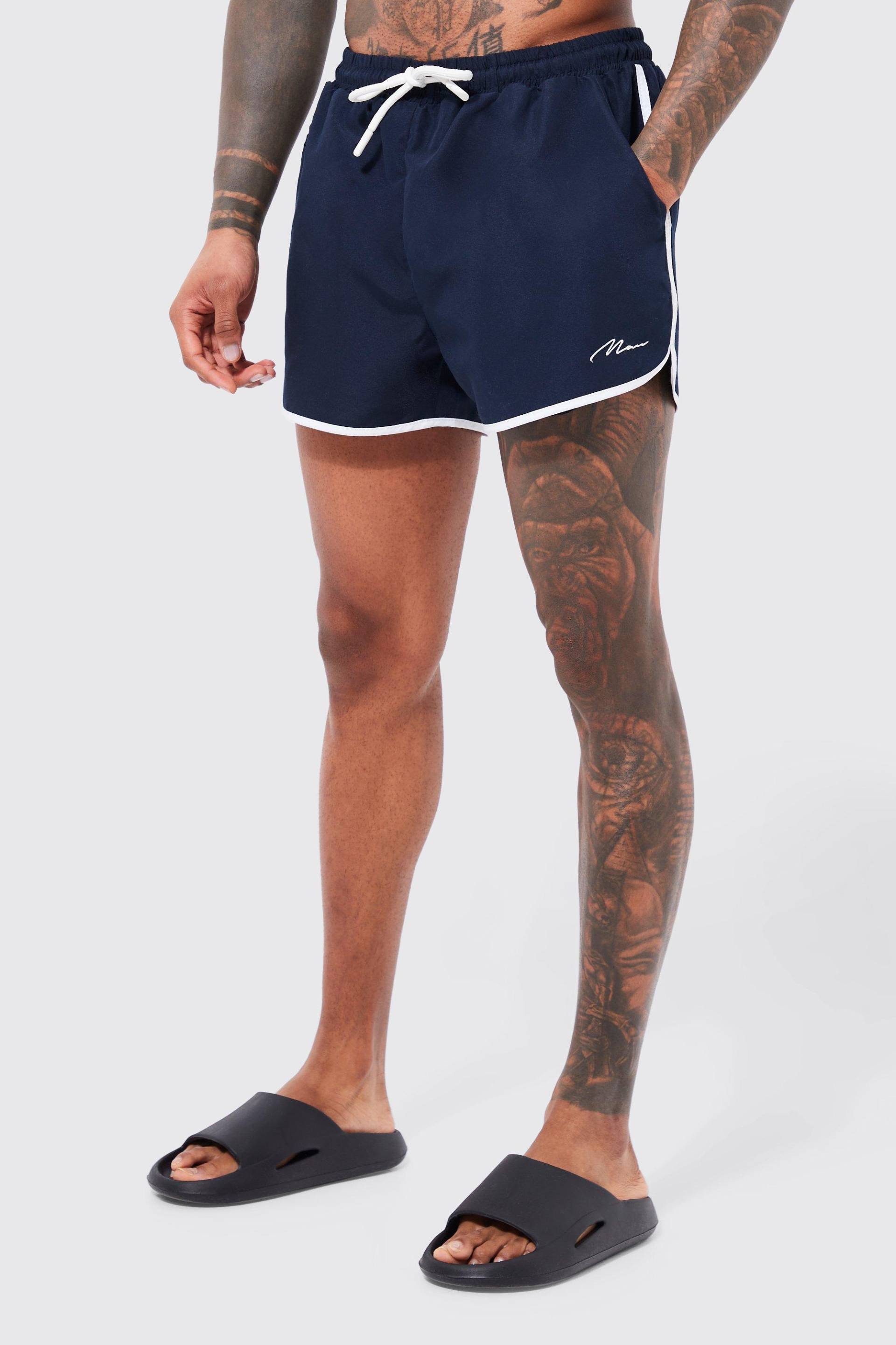 Man Signature Badehose - Navy - S, Navy von boohoo