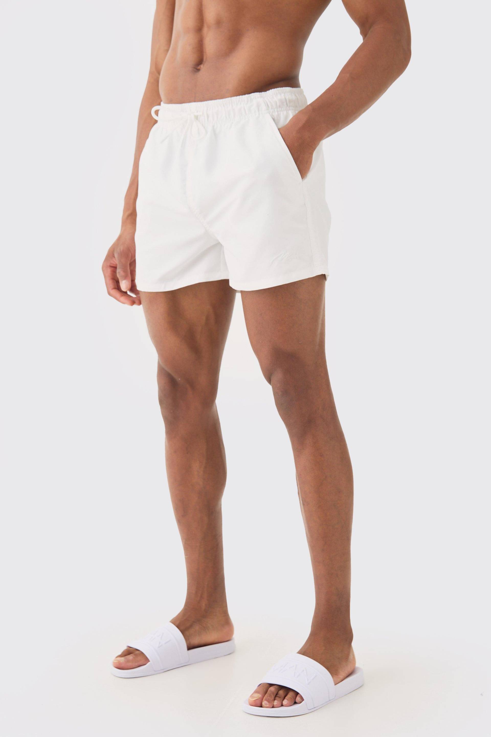 Man Signature Badehose - White - L, White von boohoo