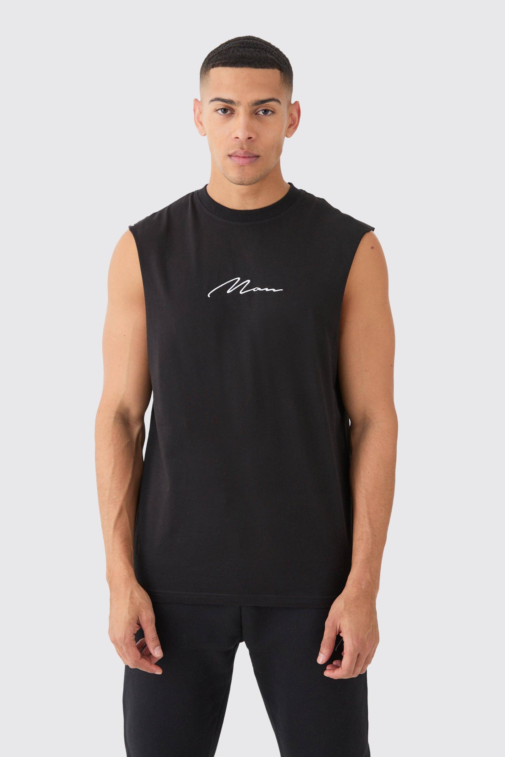 Man Signature Vesttop Mit Weiten Ärmeln - Black - M, Black von boohoo