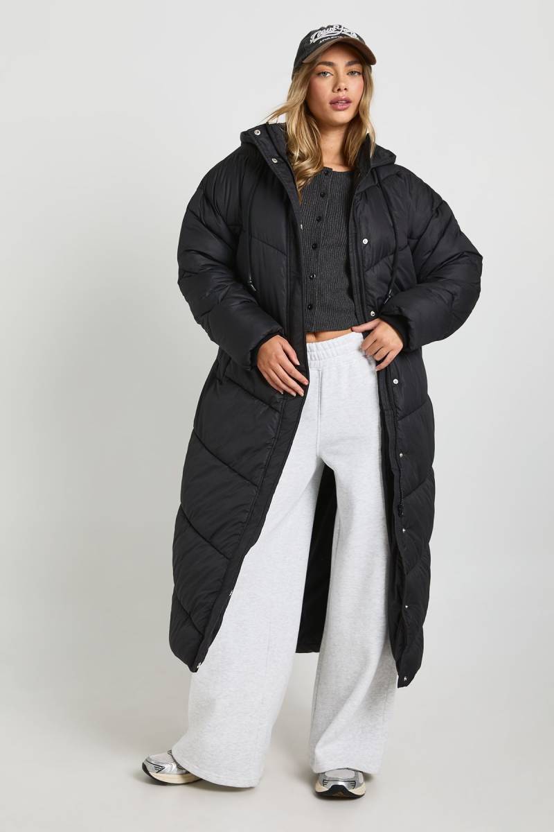 Maxi-Steppjacke Mit Kapuze - Black - 34, Black von boohoo