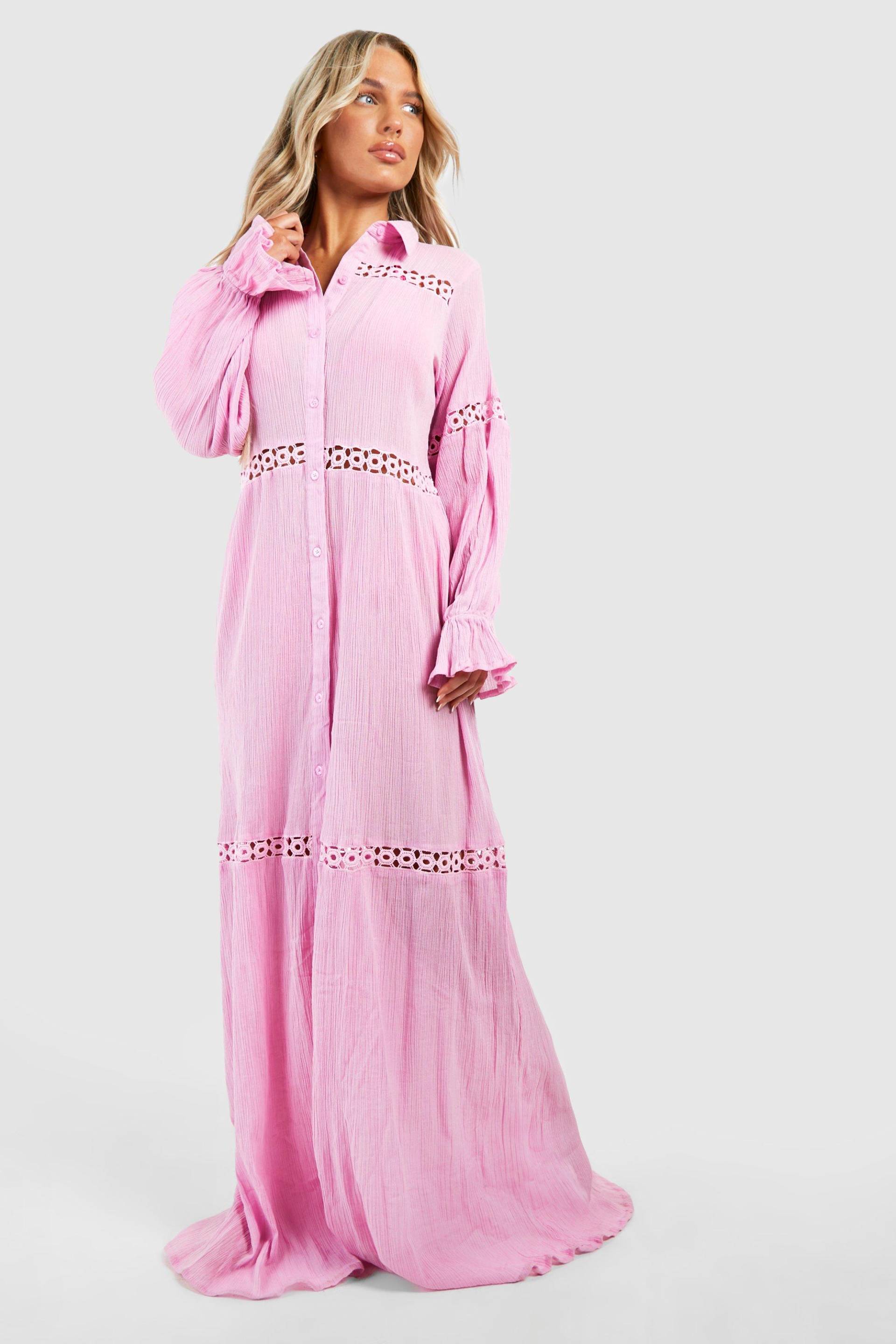 Maxi-Strandkleid Mit Quasten - Pink - L, Pink von boohoo