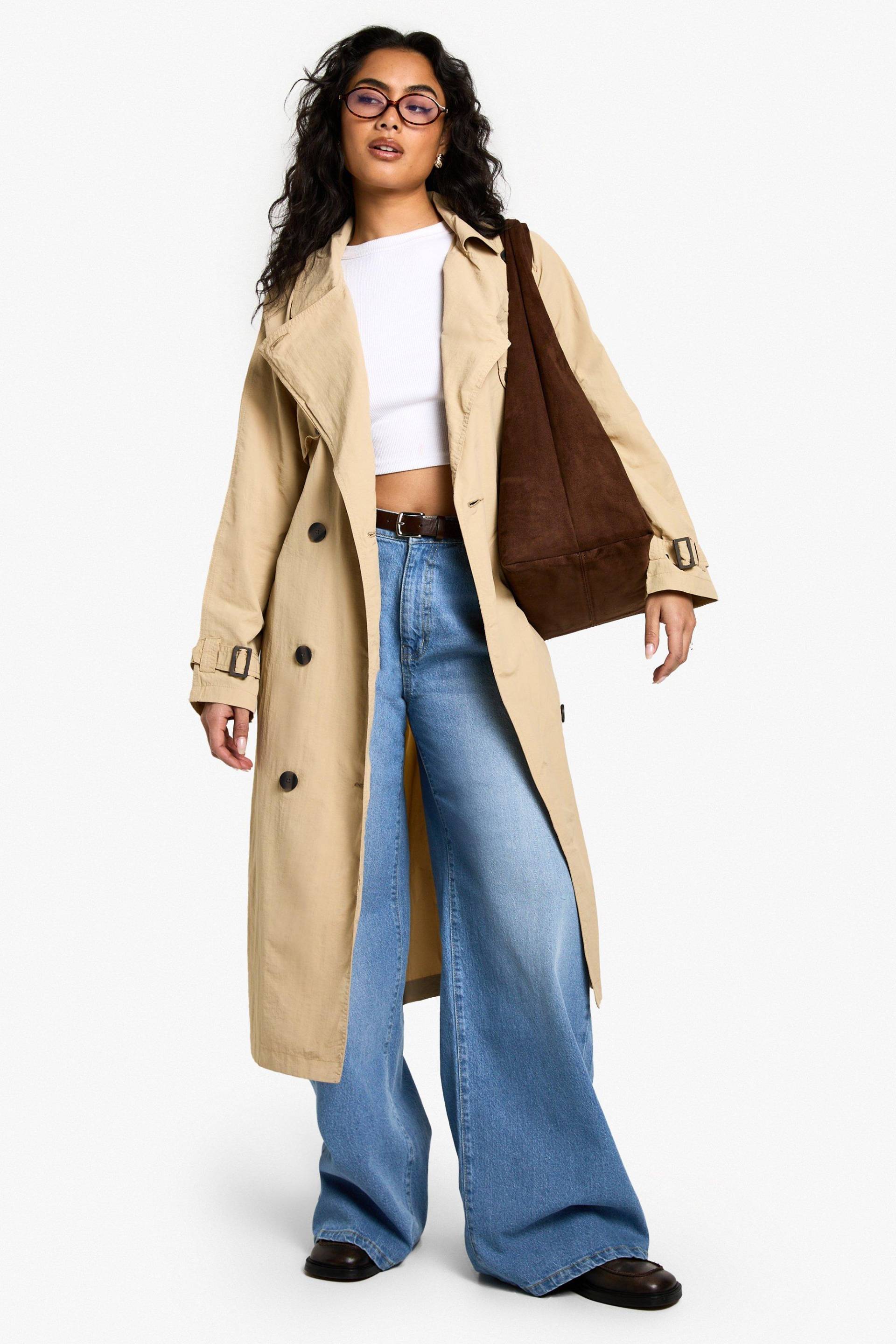 Maxi-Trenchcoat Mit Gürtel - Stone - 38, Stone Maxi-Trenchcoat Mit Gürtel - Stone - 38, Stone von boohoo