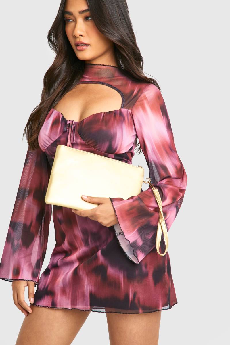 Metallic Pu-Clutch Mit Reißverschluss - Gold - One Size, Gold von boohoo