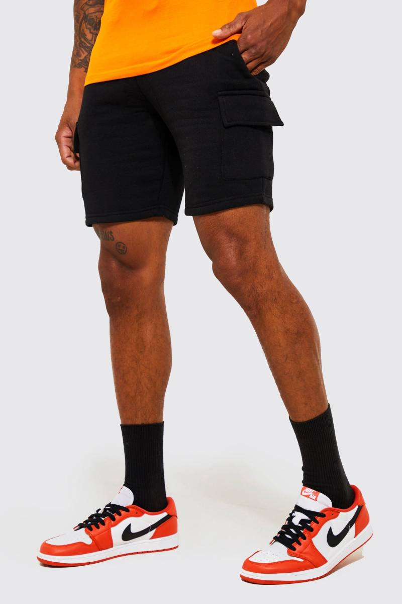 Mittellange Slim-Fit Jersey-Shorts - Black - Xs, Black Mittellange Slim-Fit Jersey-Shorts - Black - Xs, Black von boohoo