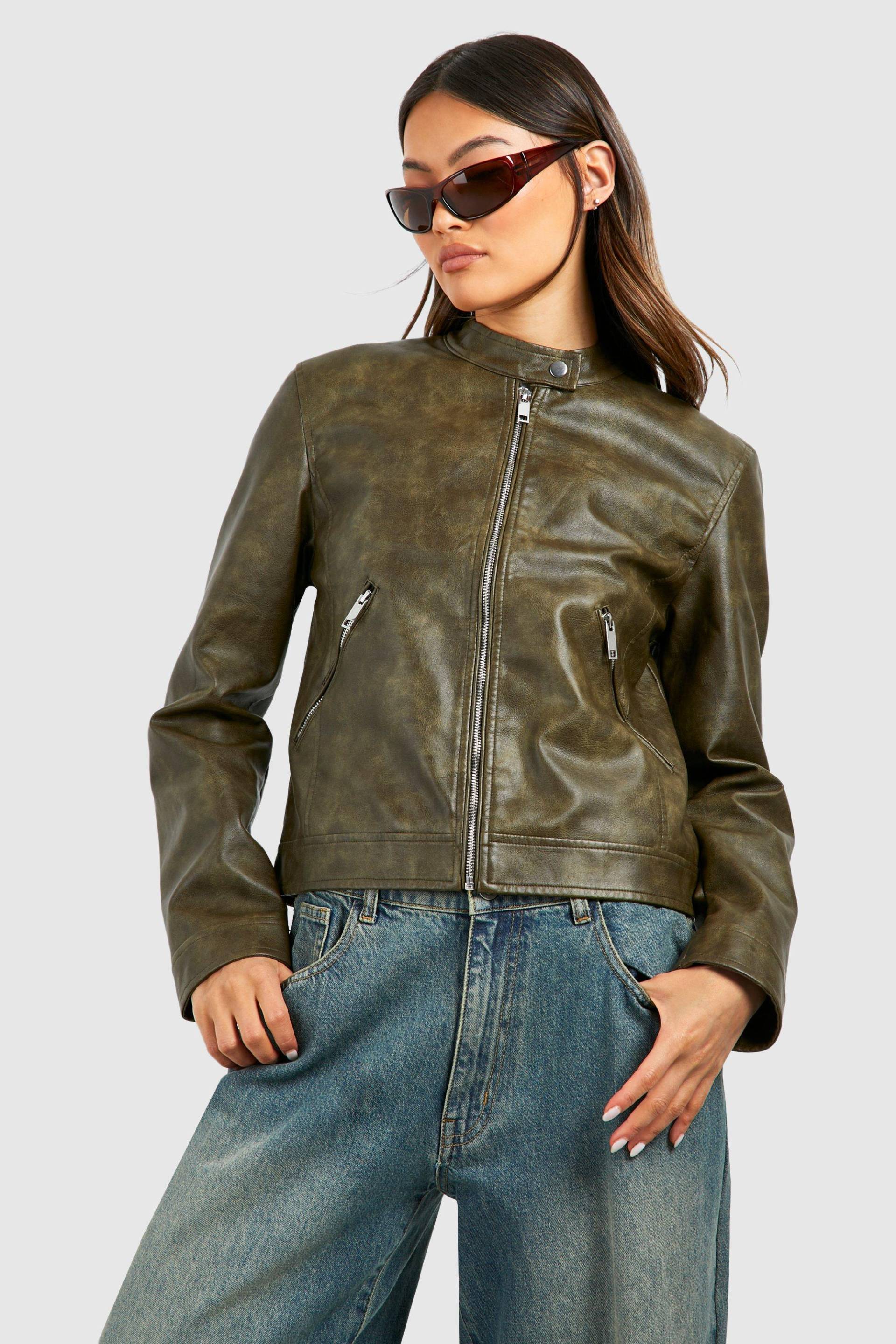 Moto Biker Jacke - Khaki - 38, Khaki von boohoo