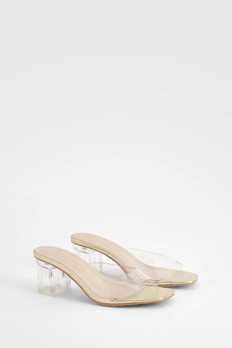 Mules Mit Transparentem Blockabsatz - Gold - 37, Gold Mules Mit Transparentem Blockabsatz - Gold - 37, Gold von boohoo