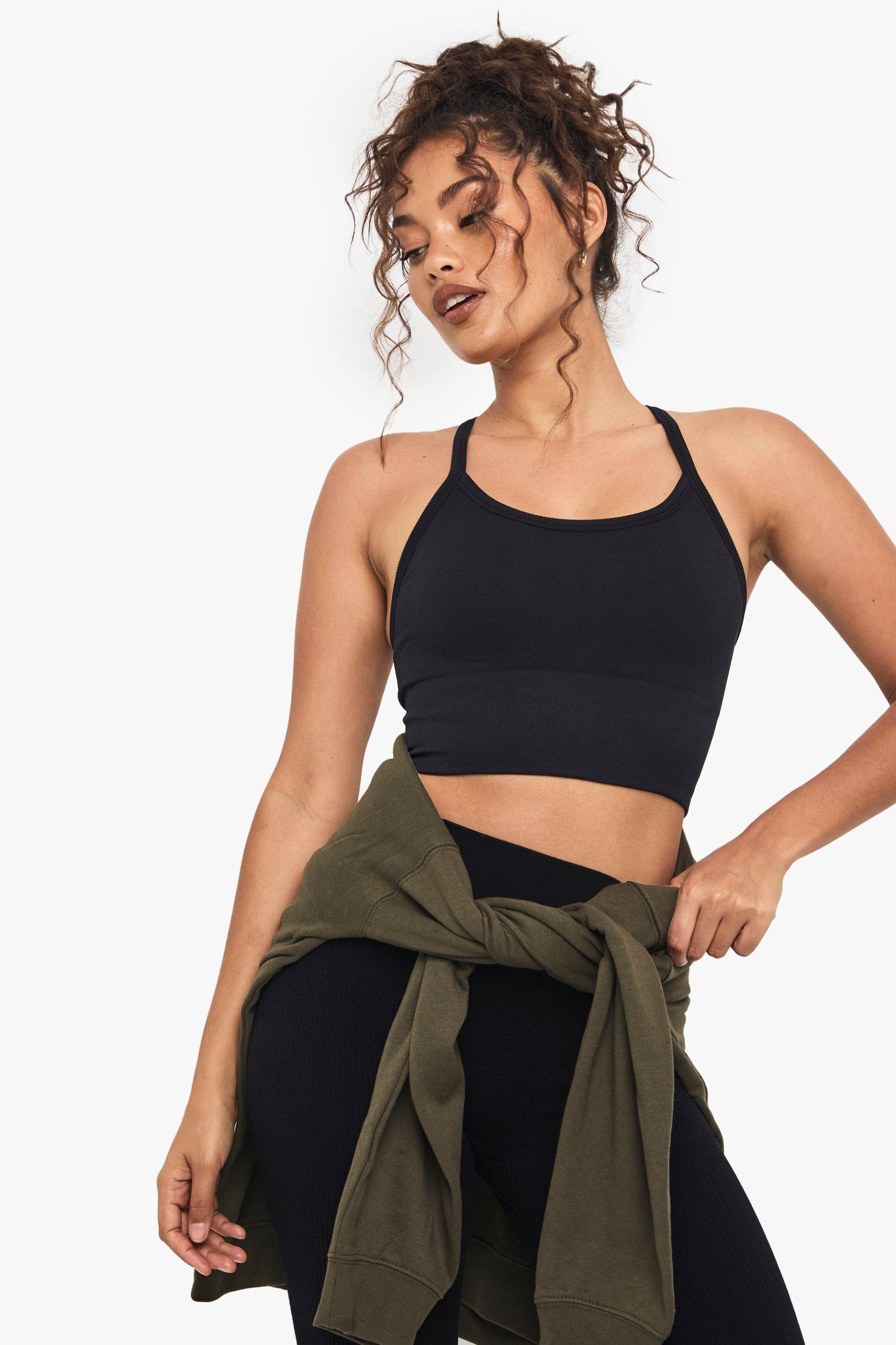 Nahtloser Gerippter Longline Sport-Bh - Black - M, Black Nahtloser Gerippter Longline Sport-Bh - Black - M, Black von boohoo