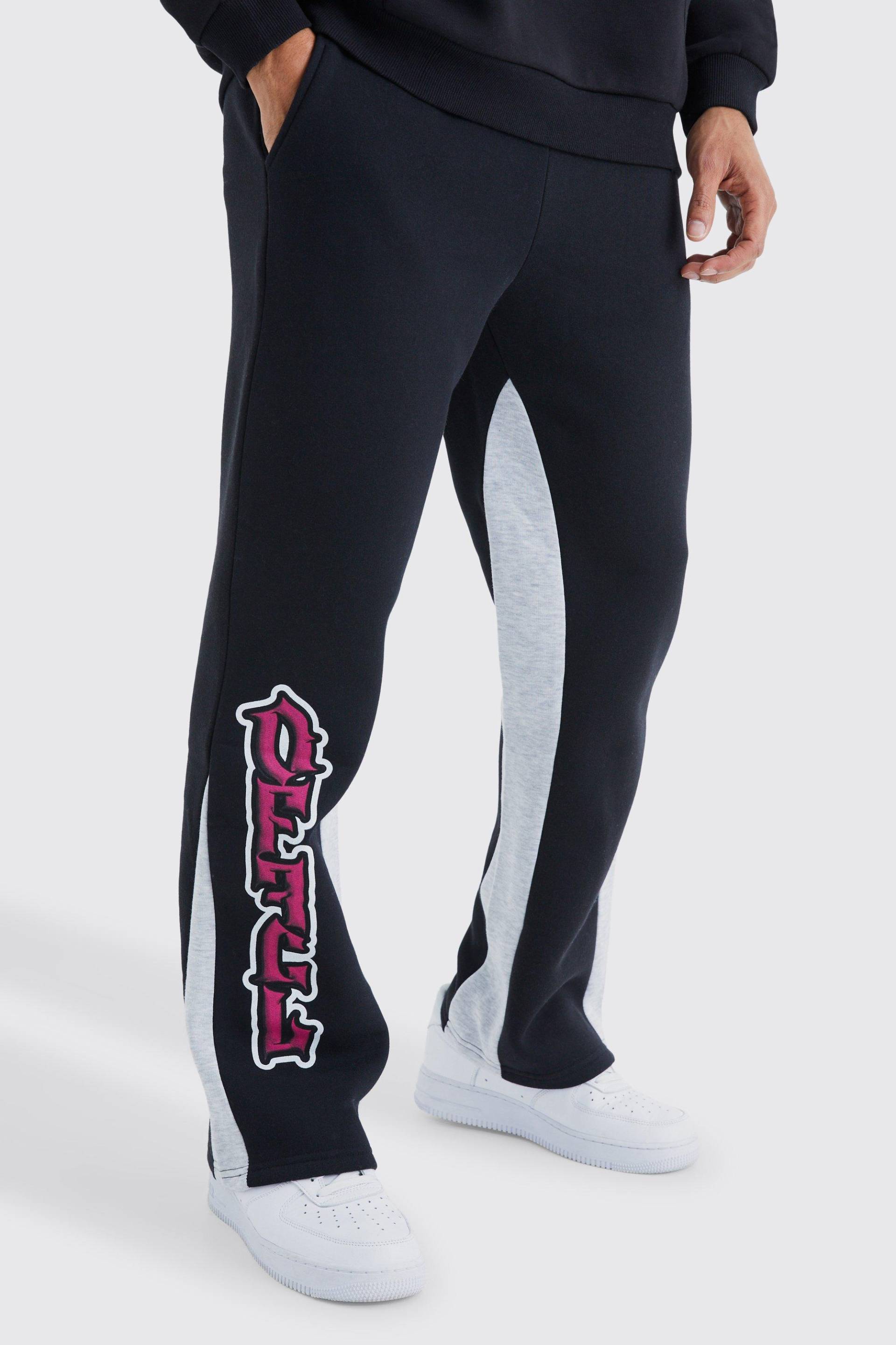 Official Jogginghose Mit Graffiti-Print - Black - M, Black von boohoo