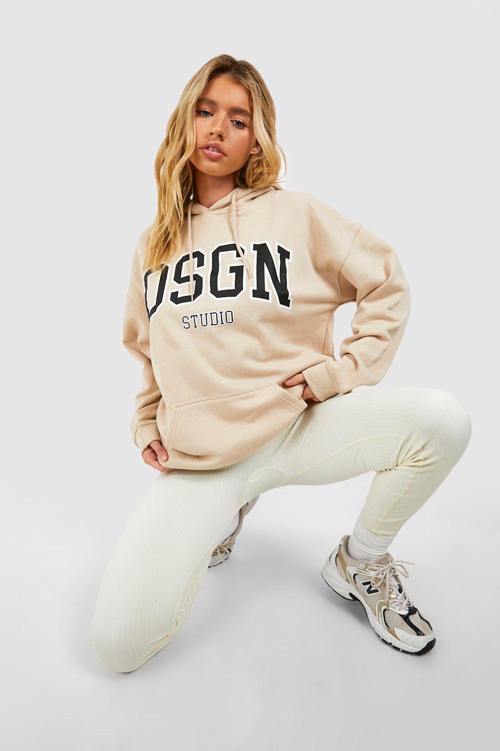 Oversize Hoodie Mit Dsgn Studio Slogan-Print - Sand - Xl, Sand von boohoo