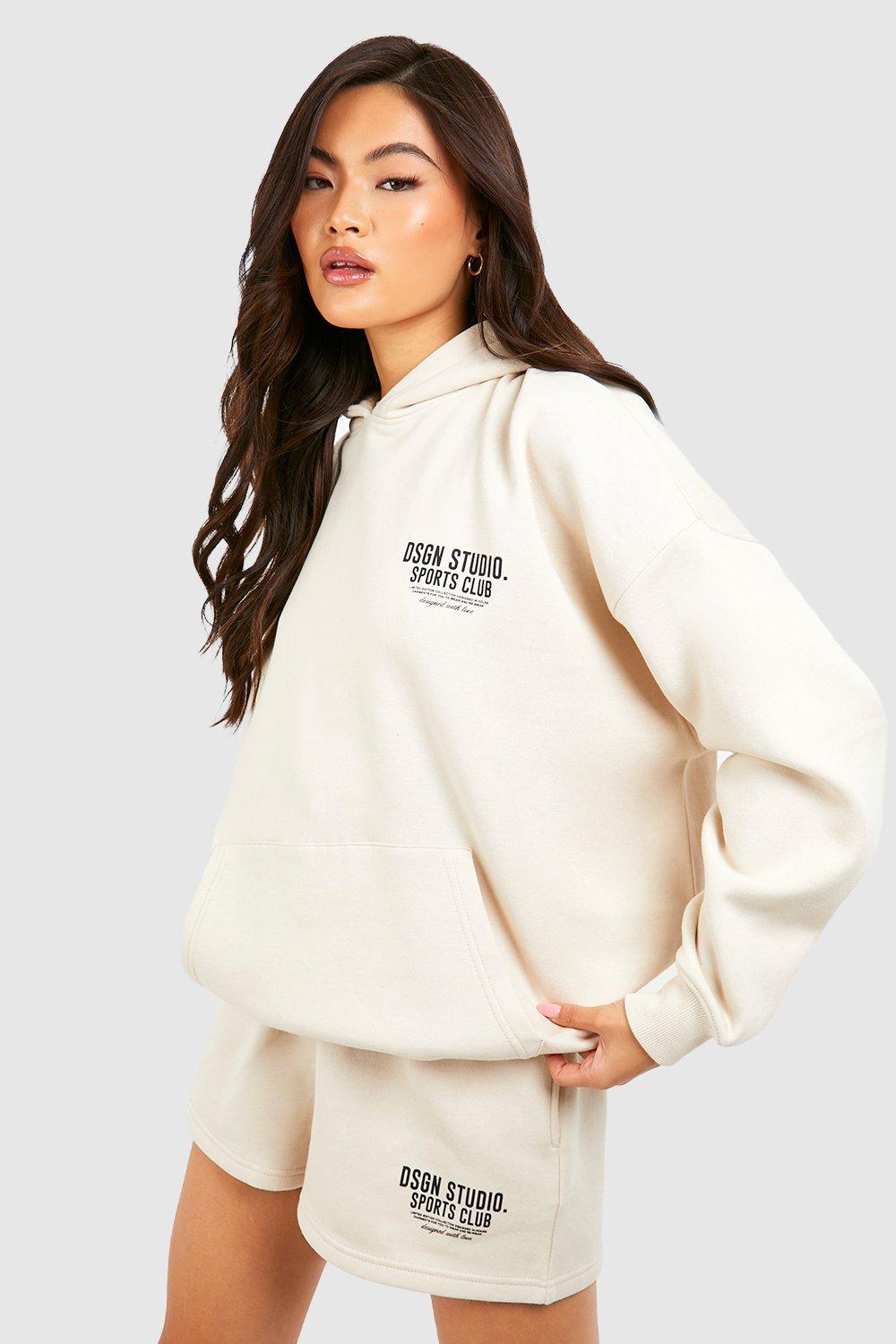 Oversize Hoodie Mit Sports Club Slogan - Ecru - L, Ecru von boohoo