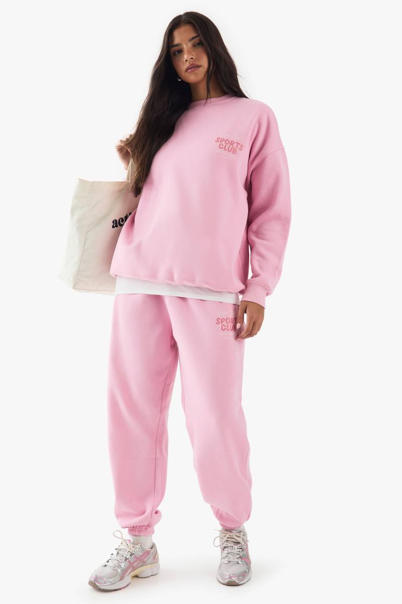 Oversize Jogginghose Mit Dsgn Studio Sports Slogan - Pink - Xs, Pink von boohoo