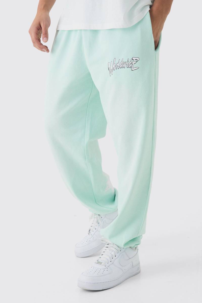 Oversize Jogginghose Mit Worldwide-Print - Turquoise - M, Turquoise von boohoo