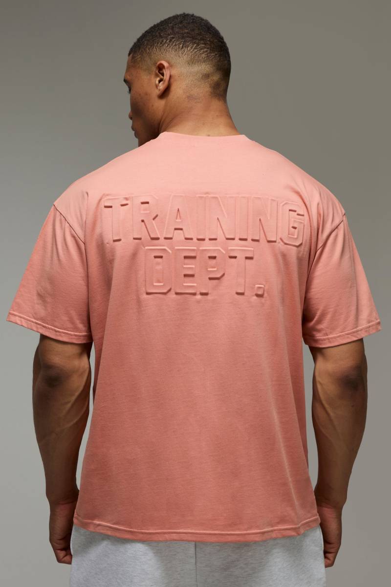 Oversize Man Active T-Shirt Mit Training Dept Print - Coral - M, Coral von boohoo