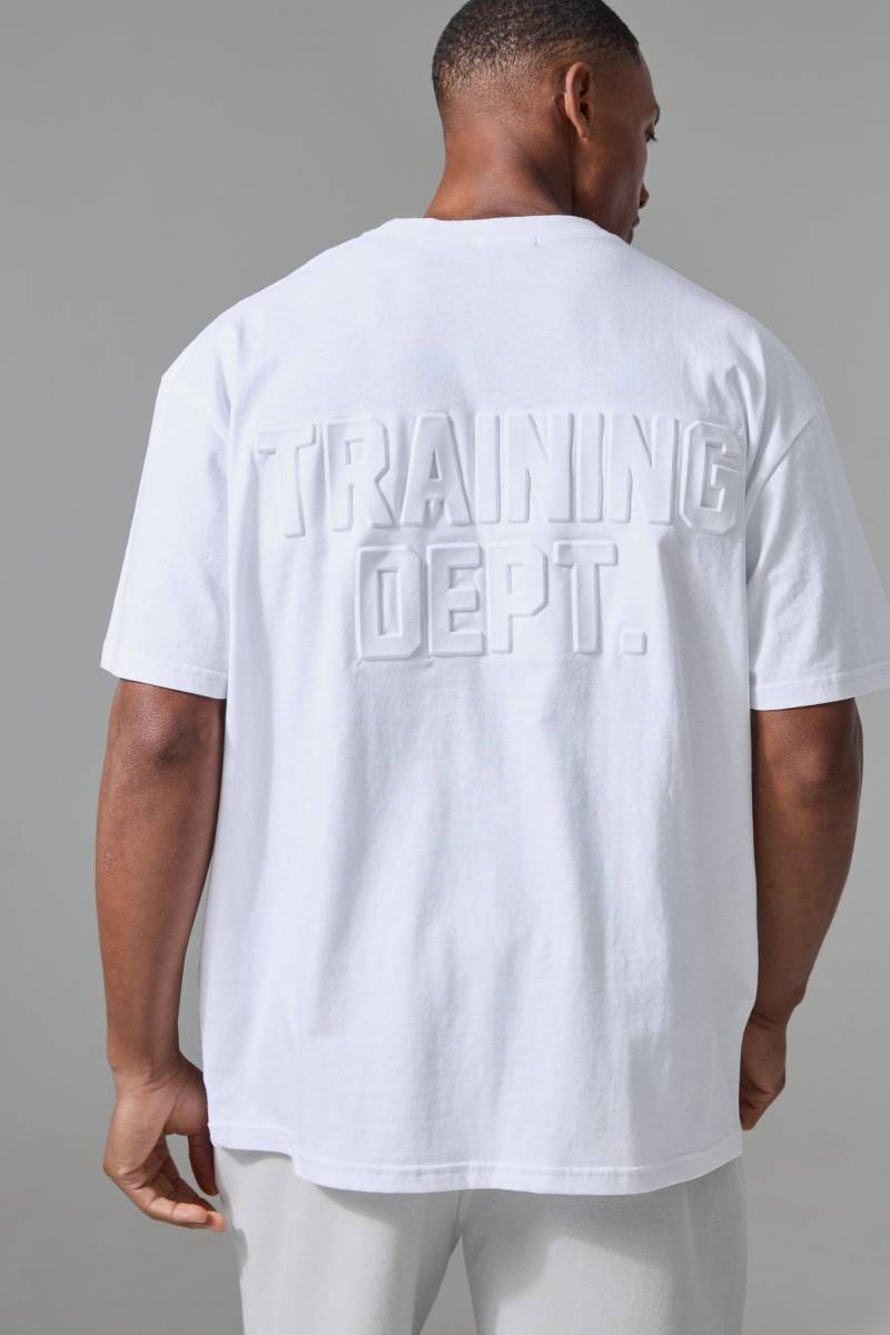 Oversize Man Active T-Shirt Mit Training Dept Print - White - M, White von boohoo