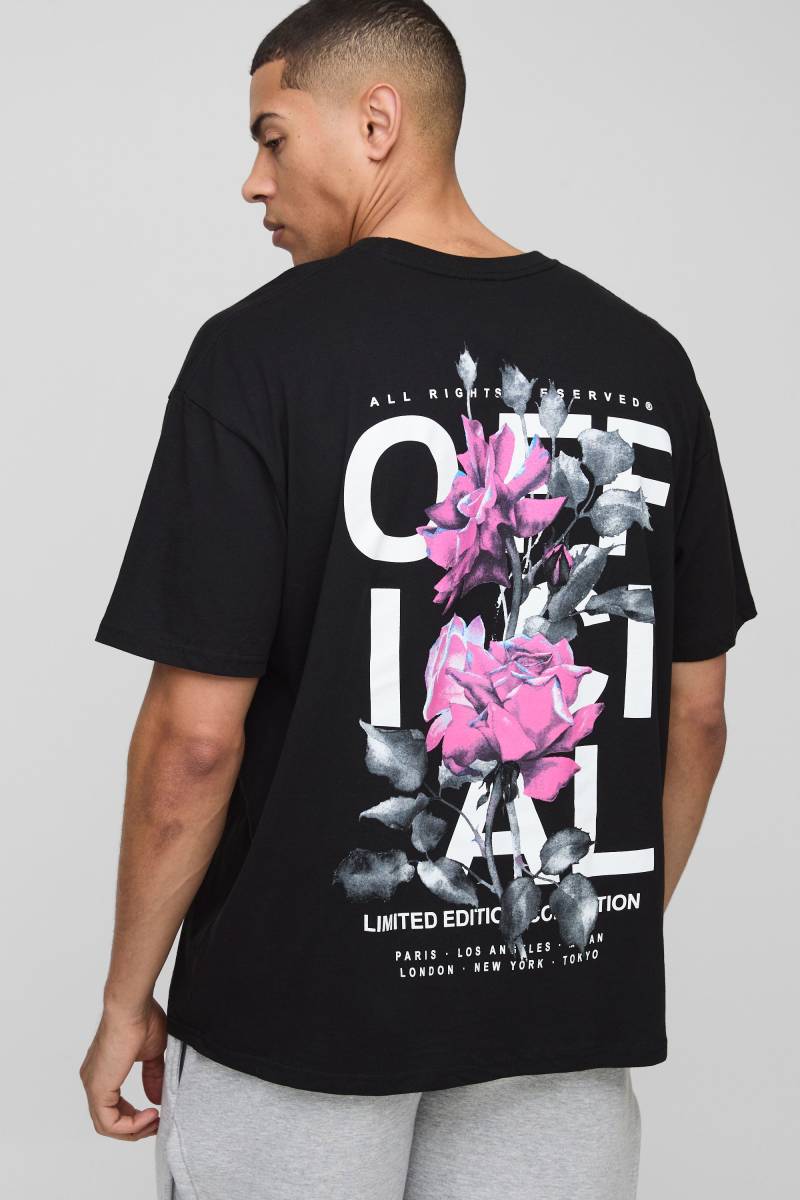 Oversize Official T-Shirt Mit Rosen-Print - Black - Xs, Black Oversize Official T-Shirt Mit Rosen-Print - Black - Xs, Black von boohoo