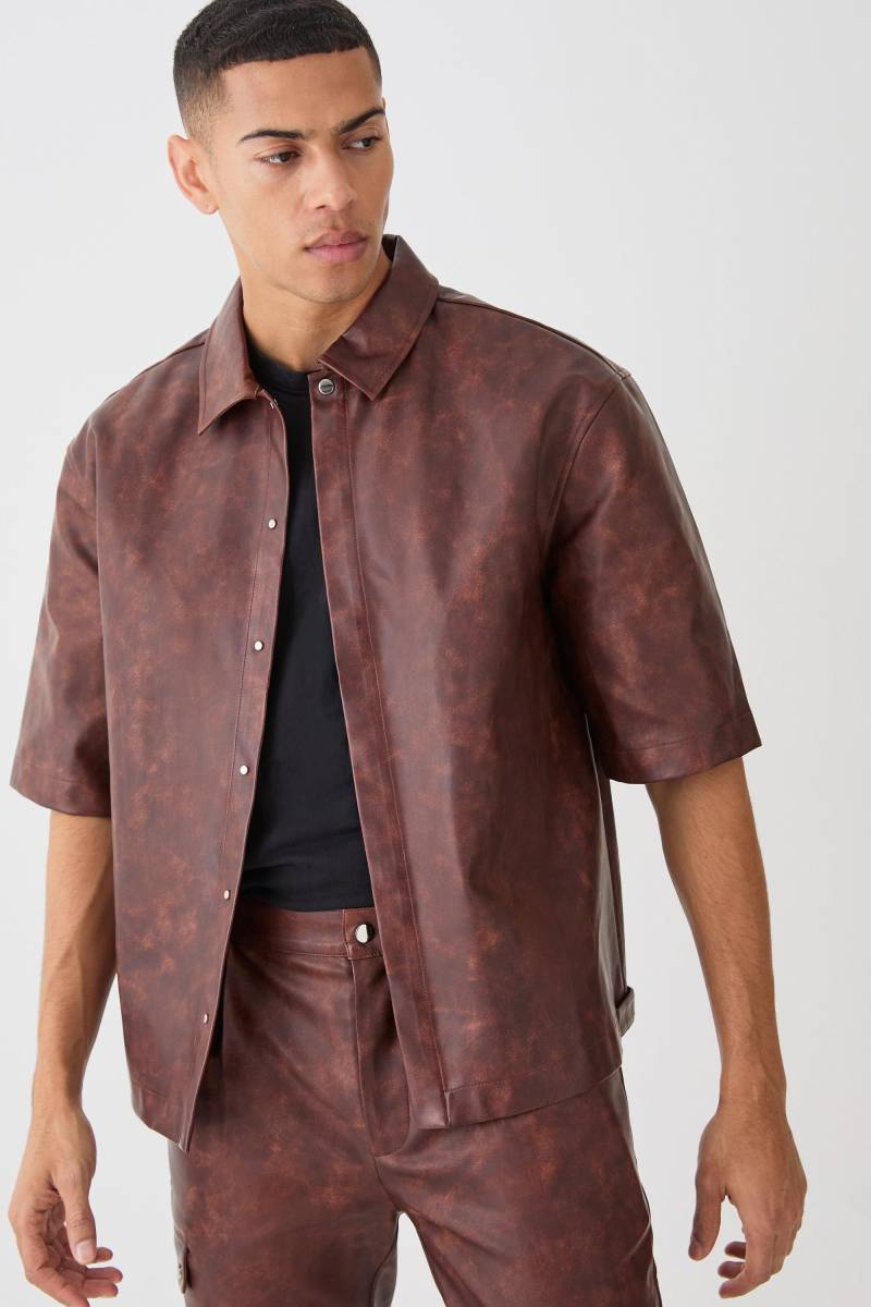 Oversize Pu-Hemd Mit Farbverlauf - Rust - M, Rust Oversize Pu-Hemd Mit Farbverlauf - Rust - M, Rust von boohoo