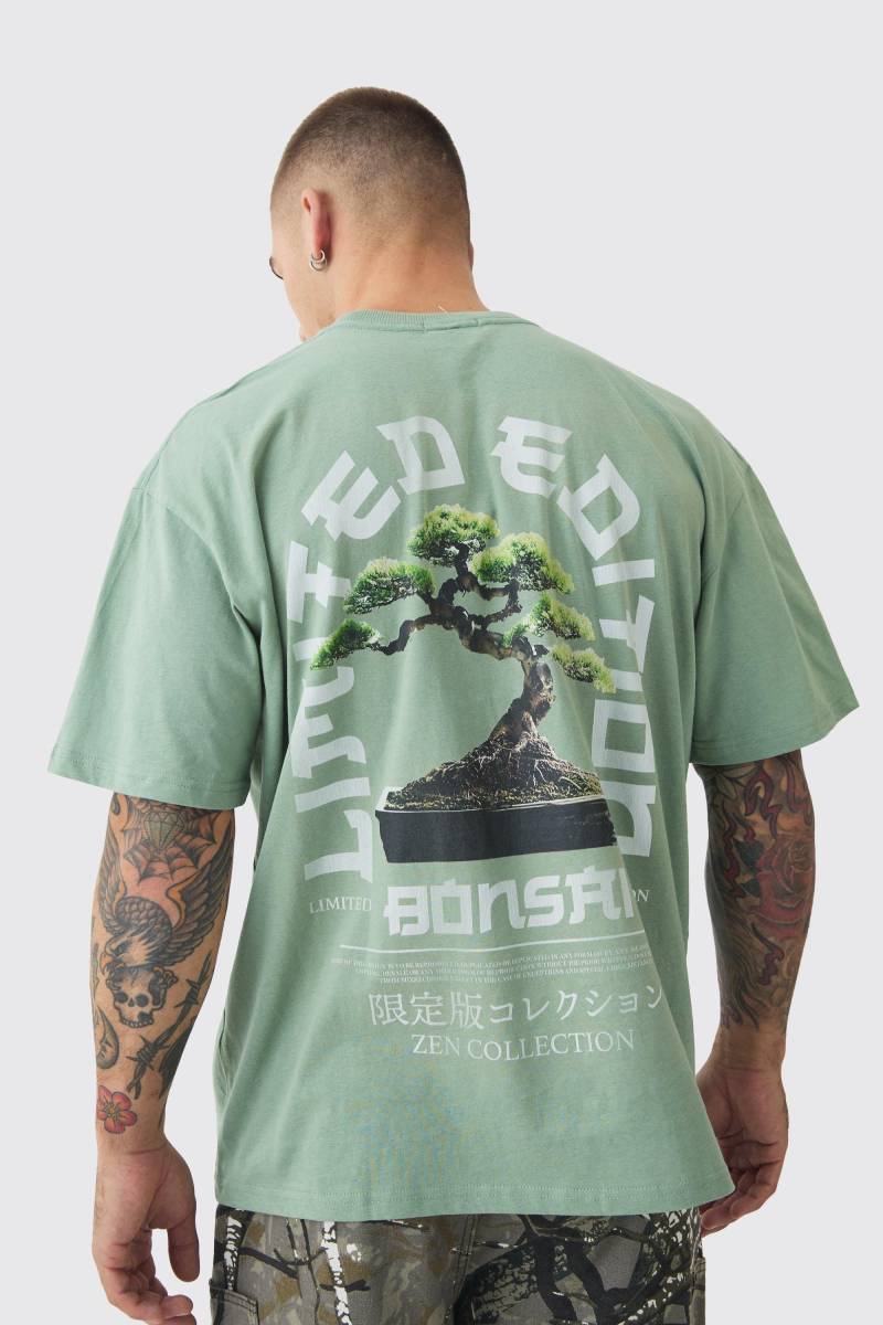Oversize T-Shirt Mit Baum-Print - Sage - Xs, Sage Oversize T-Shirt Mit Baum-Print - Sage - Xs, Sage von boohoo